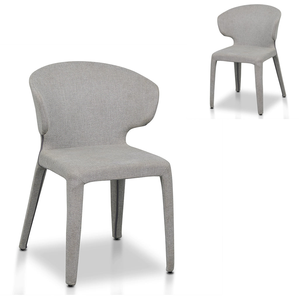 Set of 2 - Pollard Fabric Dining Chair - Coastal Light Grey