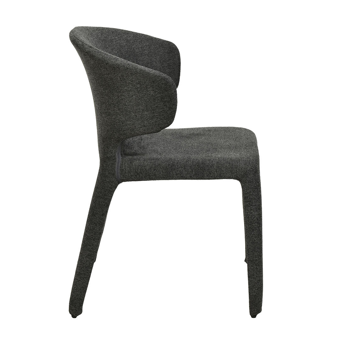 Set of 2 - Pollard Fabric Dining Chair - Charcoal Grey