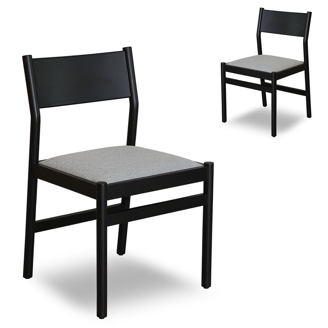 Set of 2 - Mirit Black Dining Chair - Moon Grey