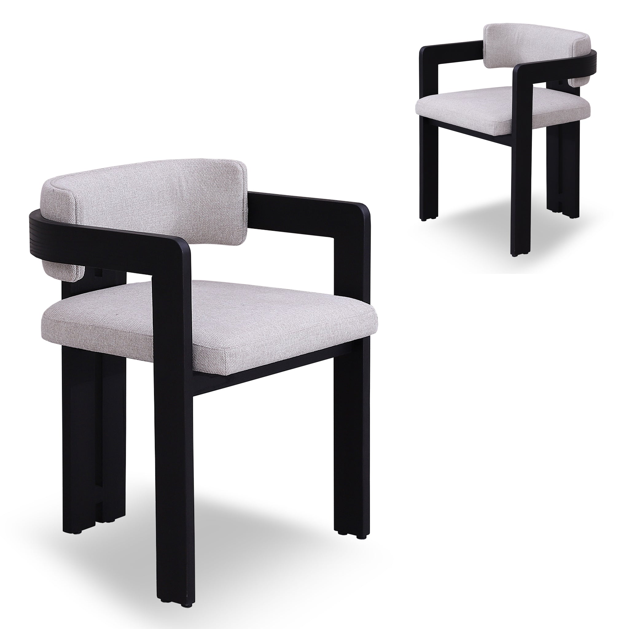 Set of 2 - Merari Black Dining Chair - Stone Beige