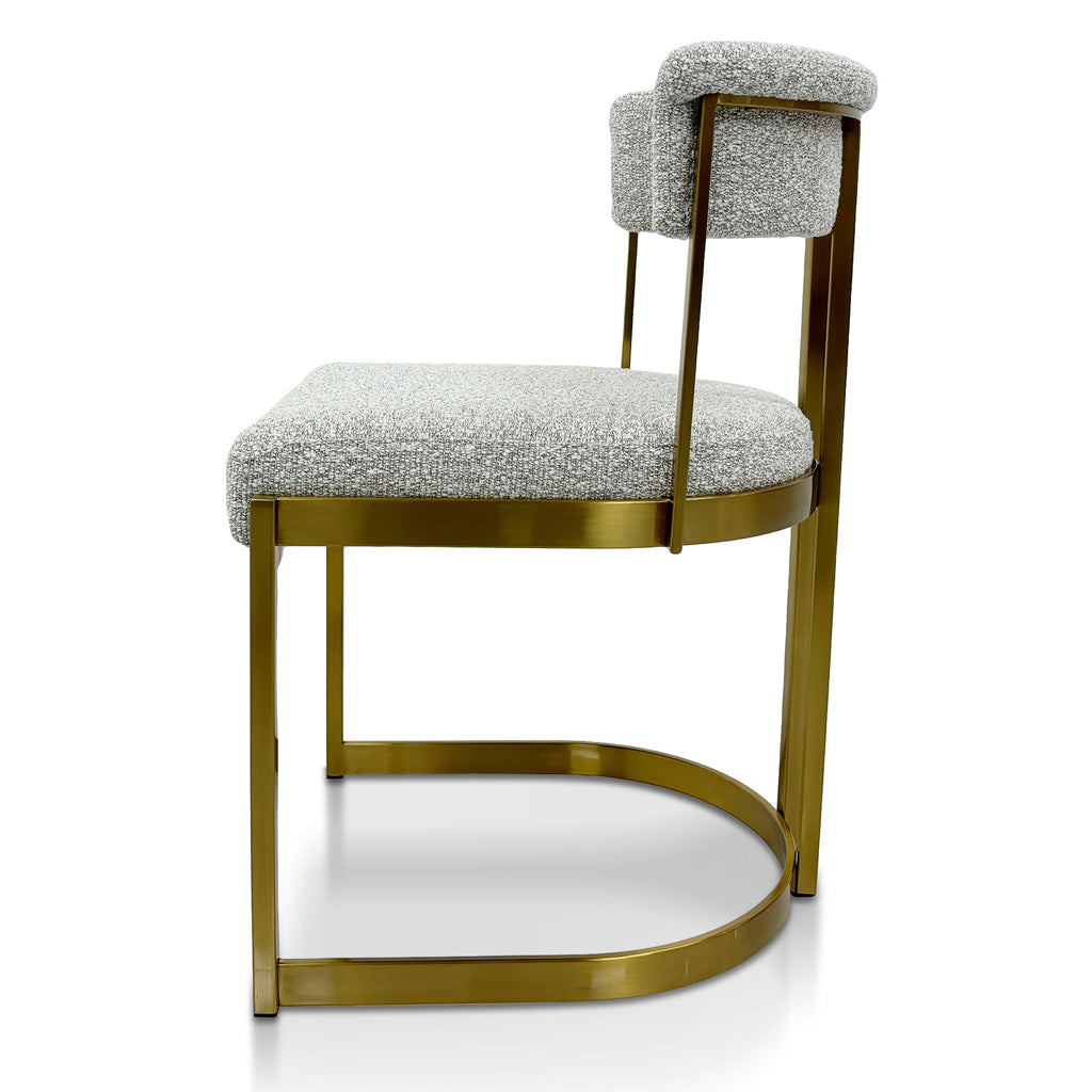 Adela Silver Grey Boucle Dining Chair - Golden Base