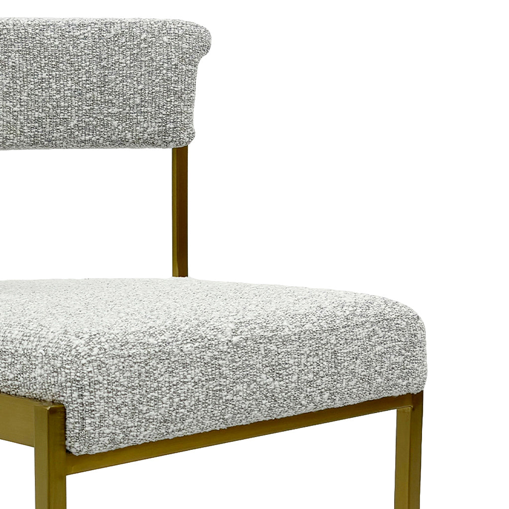 Adela Silver Grey Boucle Dining Chair - Golden Base