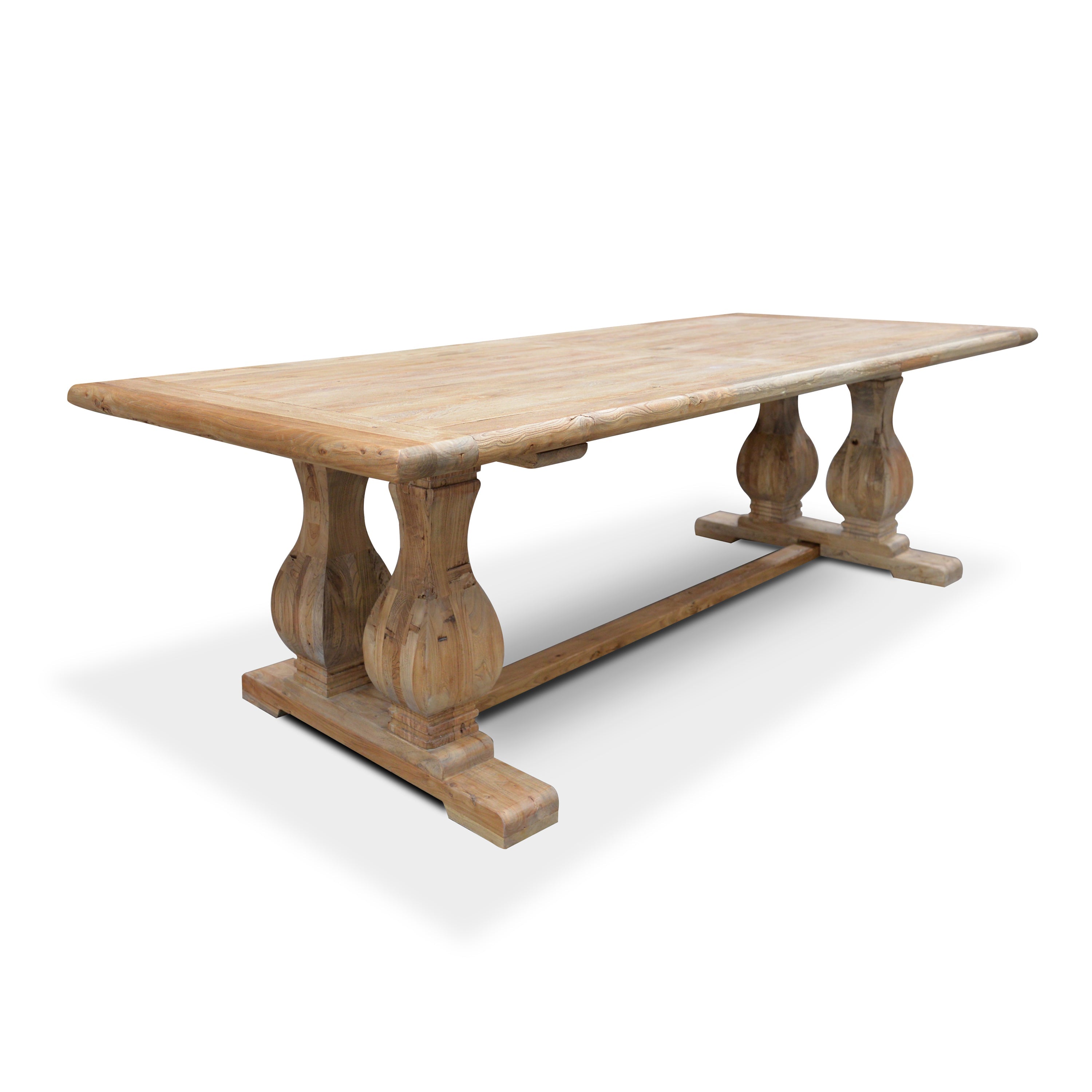 Elm Wood Dining Table 3m - Rustic Natural - image 3