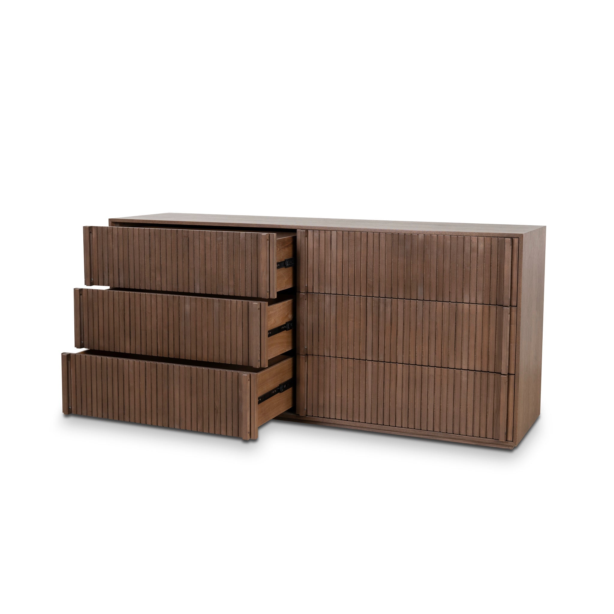 6 Drawer Wooden Chest - Walnut - Despina