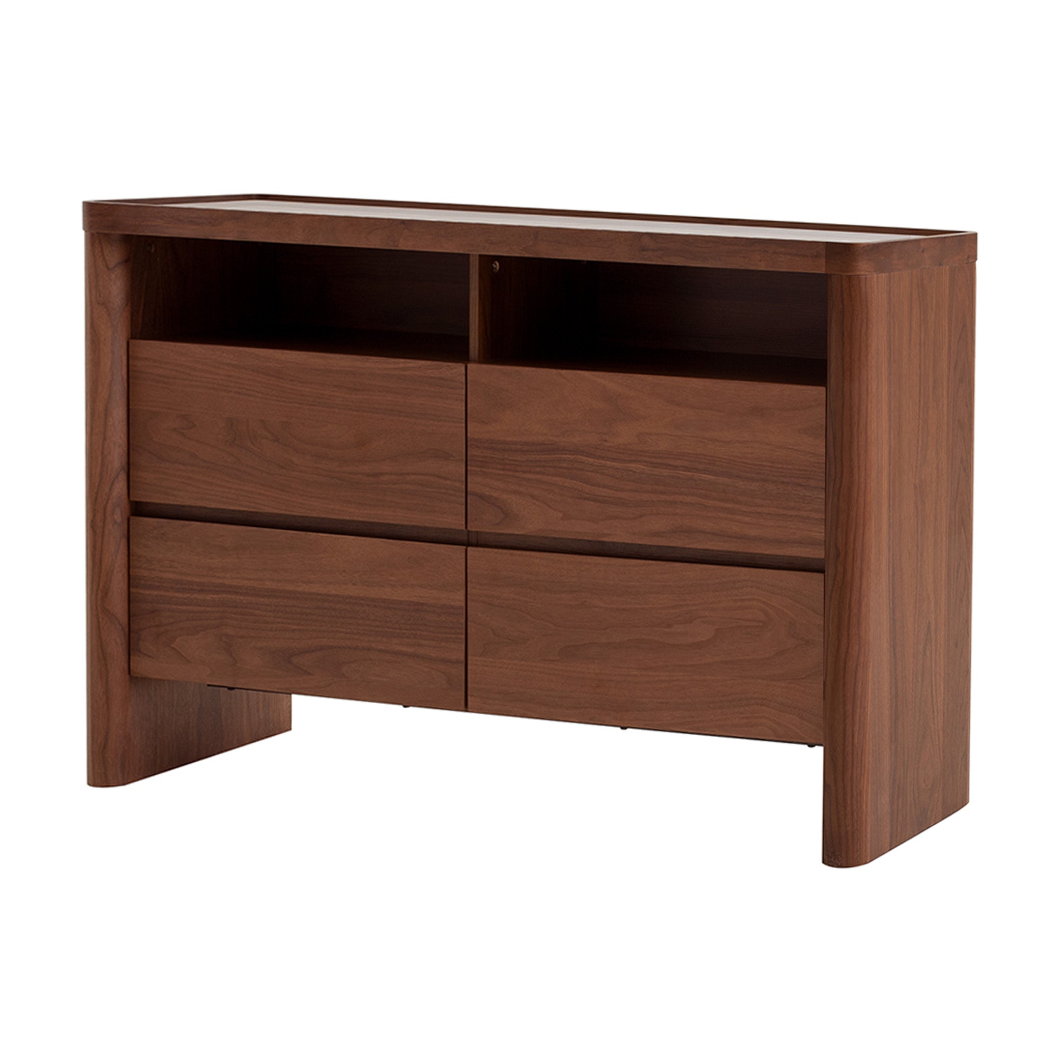 CDT10242-IG 1.34m Glass Top Chest of Drawer - Walnut