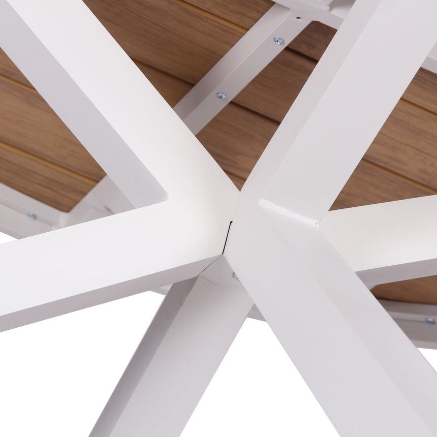 1.4m Round Sand White Outdoor Dining Table - Natural