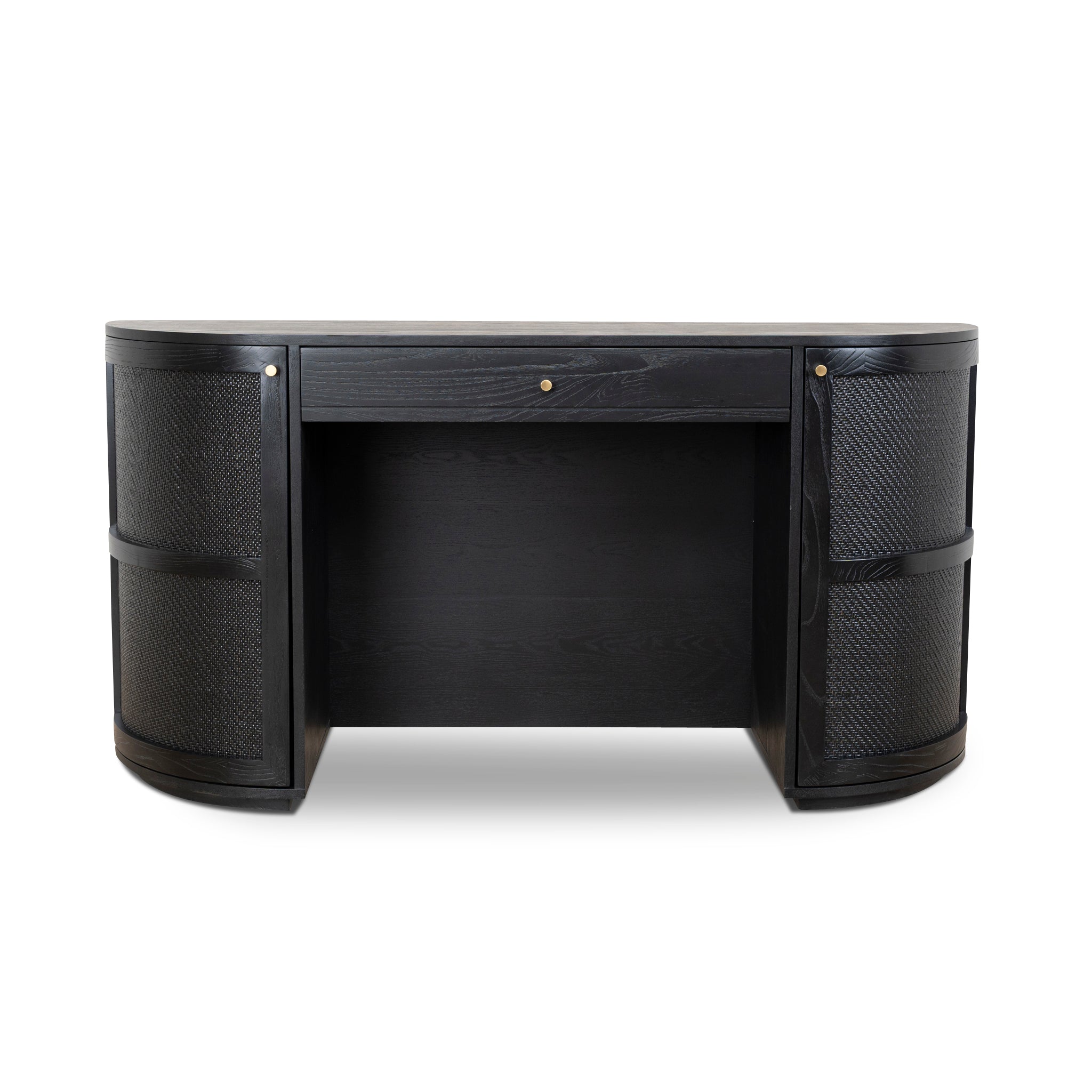 1.55m Rattan Home Office Desk - Full Black - image 3
