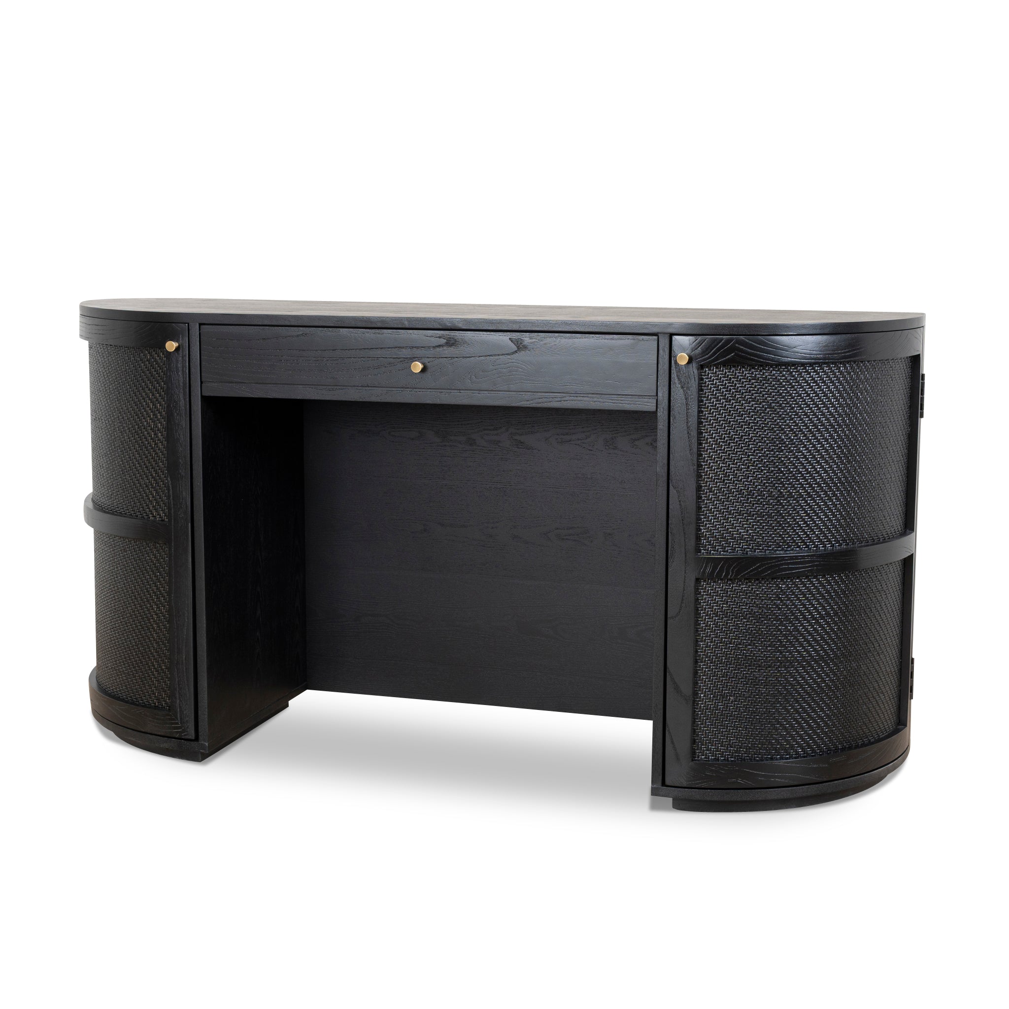 1.55m Rattan Home Office Desk - Full Black