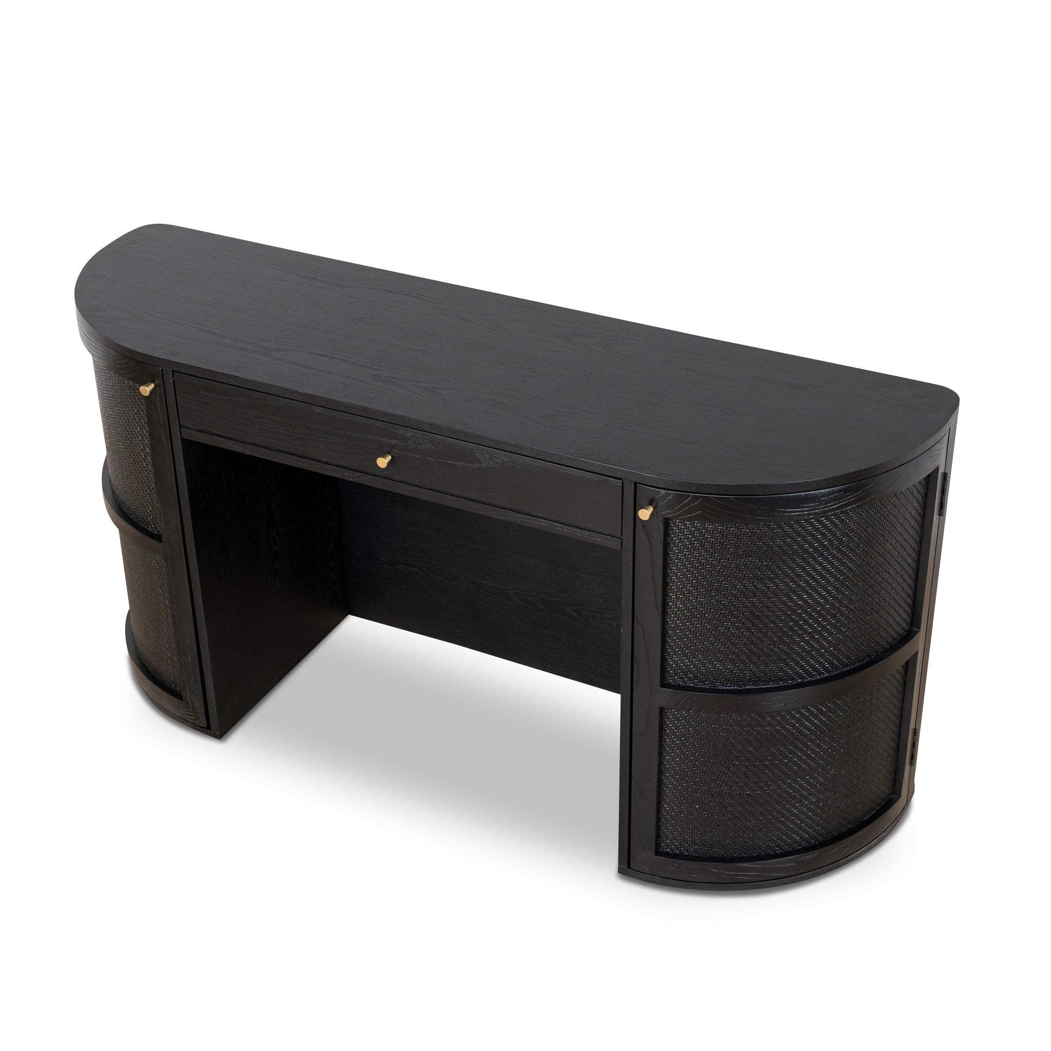 CDT10428-NI 1.55m Rattan Home Office Desk - Full Black