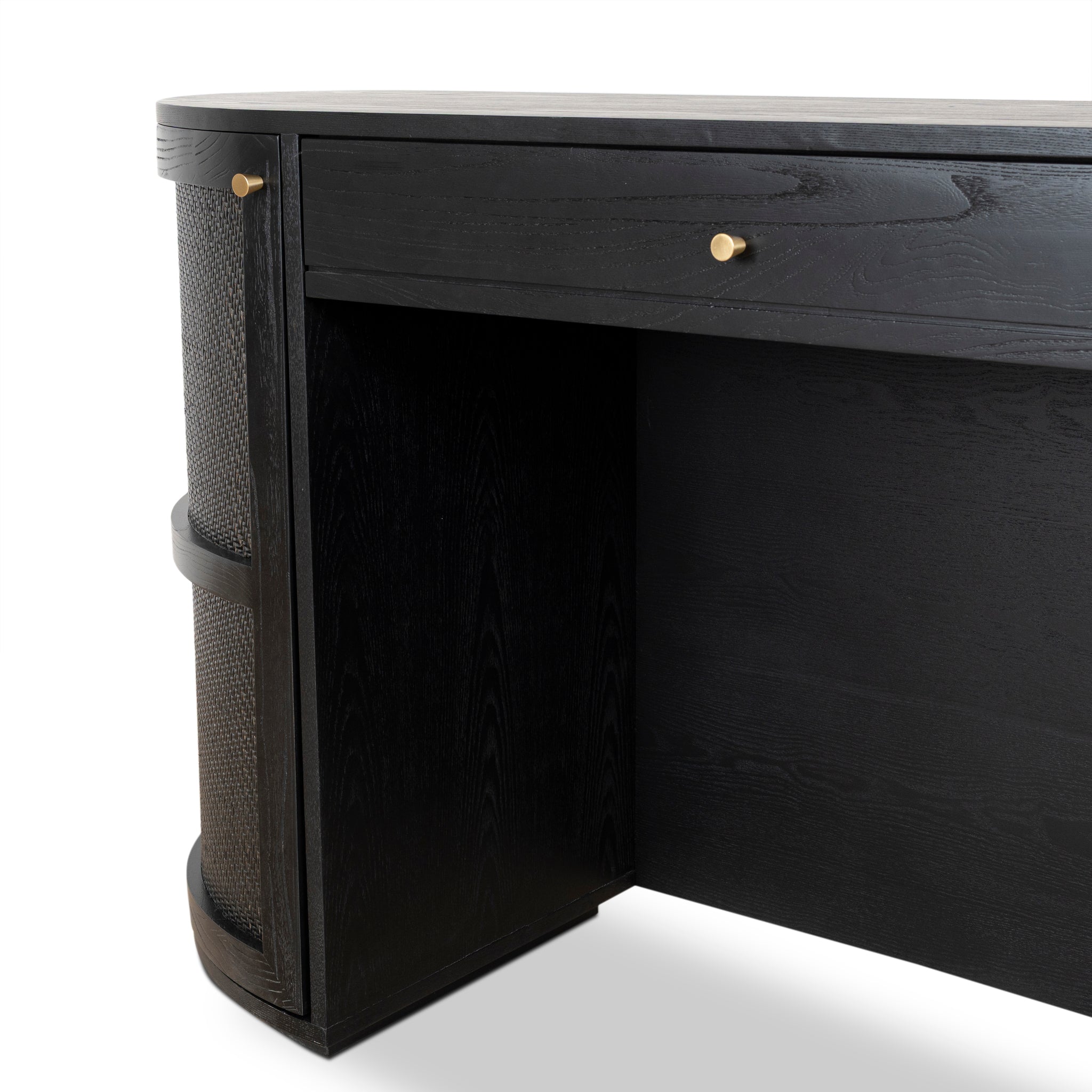 1.55m Rattan Home Office Desk - Full Black - image 9