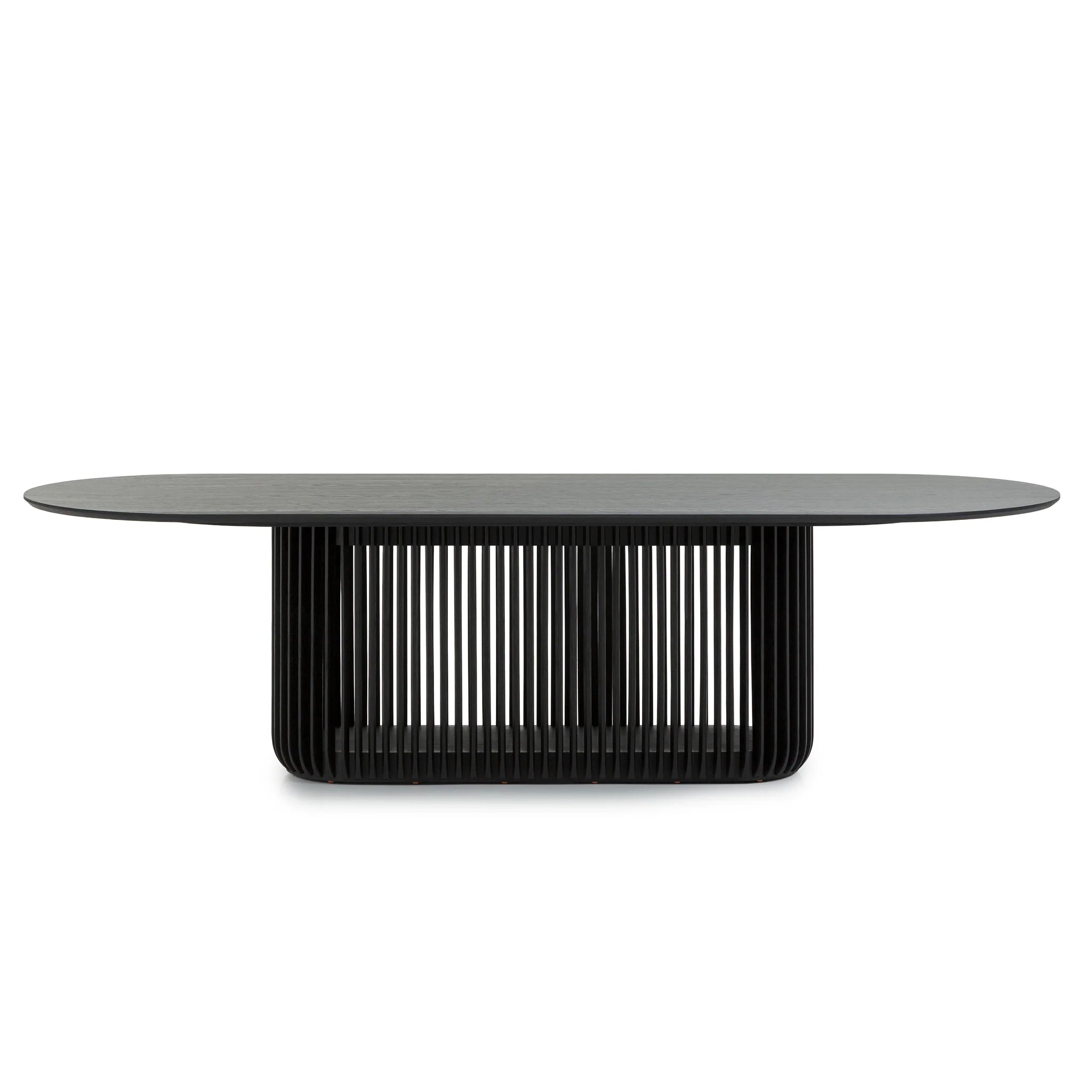 Showcasing Cobutala 2.8m Oval Dining Table - Black Stain DT10673-CU Dining Table by Calibre Furniturs