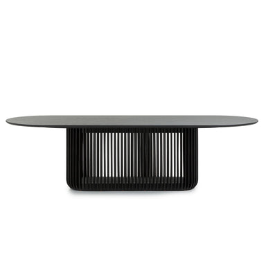 Showcasing Cobutala 2.8m Oval Dining Table - Black Stain DT10673-CU Dining Table by Calibre Furniturs