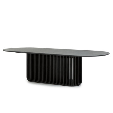 Showcasing Cobutala 2.8m Oval Dining Table - Black Stain DT10673-CU Dining Table by Calibre Furniturs