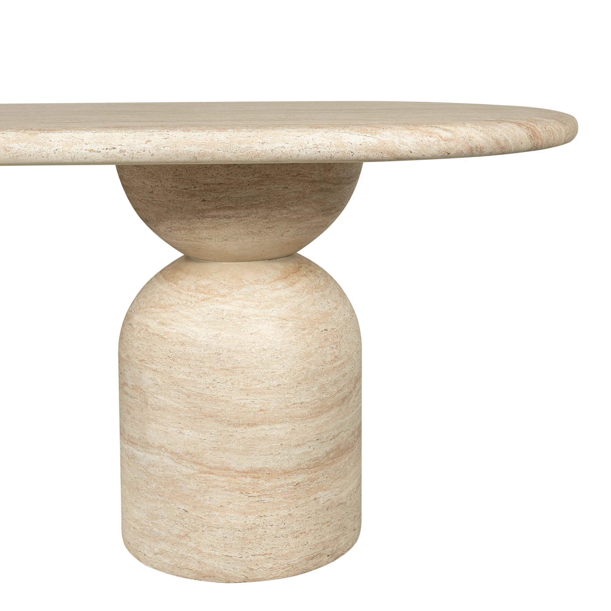 Nomila 2.2m Oval Dining Table - Light Travertine Look