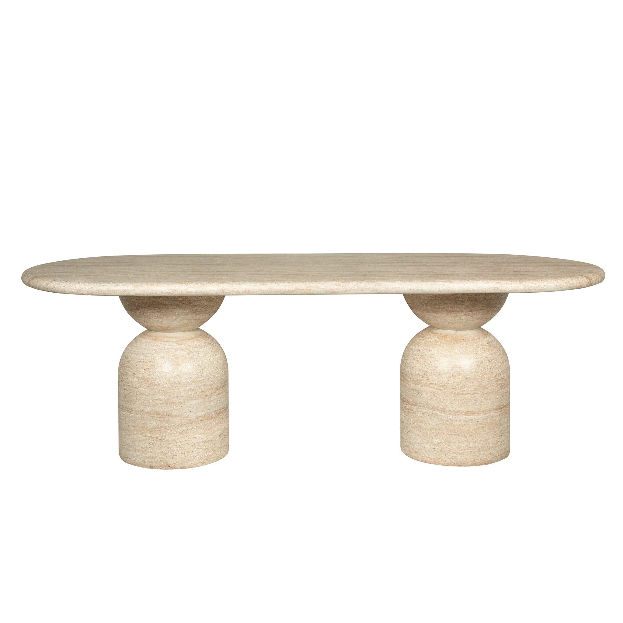 Showcasing Nomila 2.2m Oval Dining Table - Light Travertine Look DT12287-CO Dining Table by Calibre Furniturs