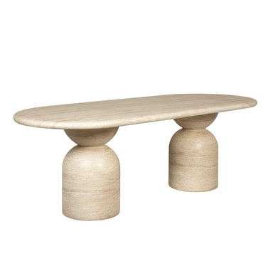 Showcasing Nomila 2.2m Oval Dining Table - Light Travertine Look DT12287-CO Dining Table by Calibre Furniturs