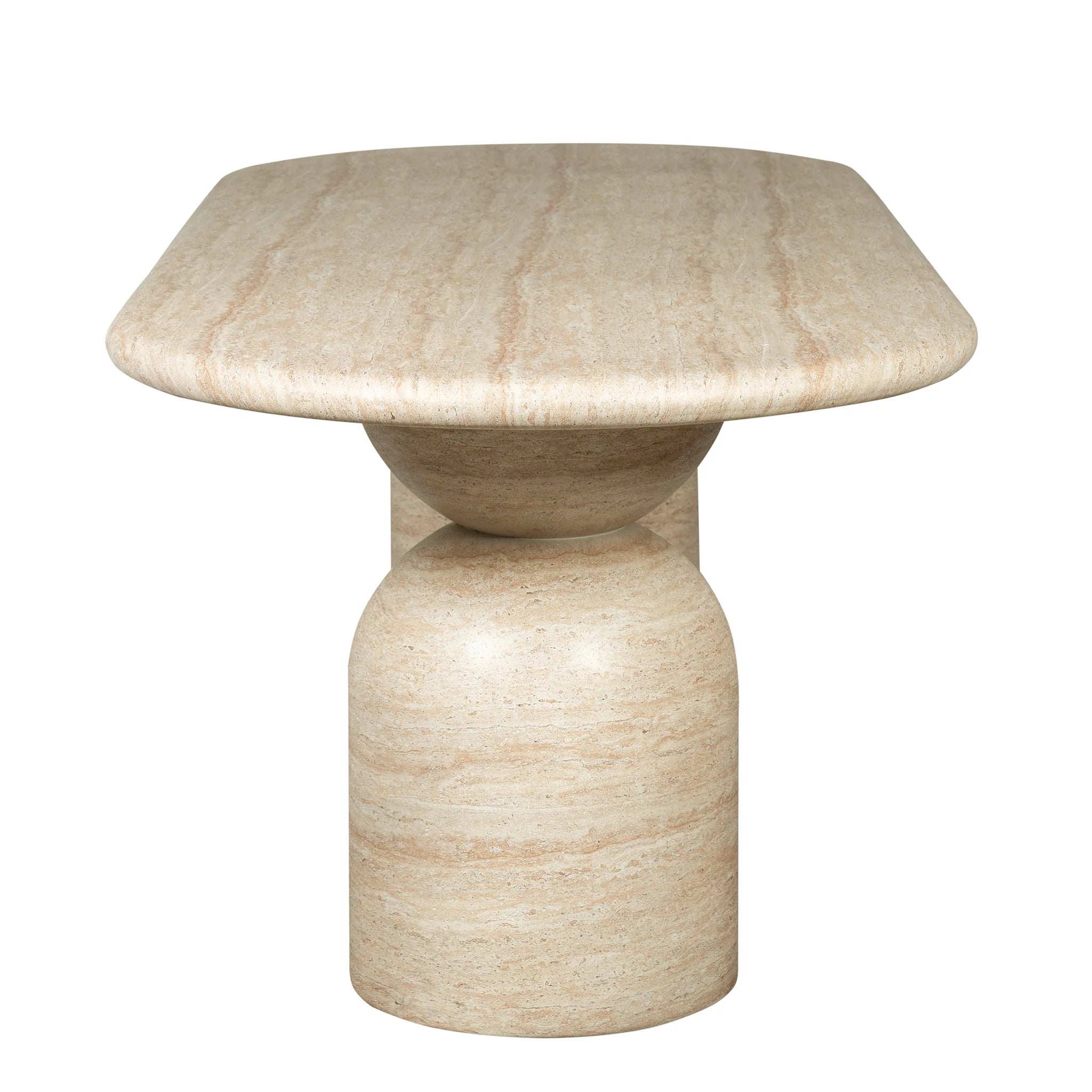 Nomila 2.2m Oval Dining Table - Light Travertine Look