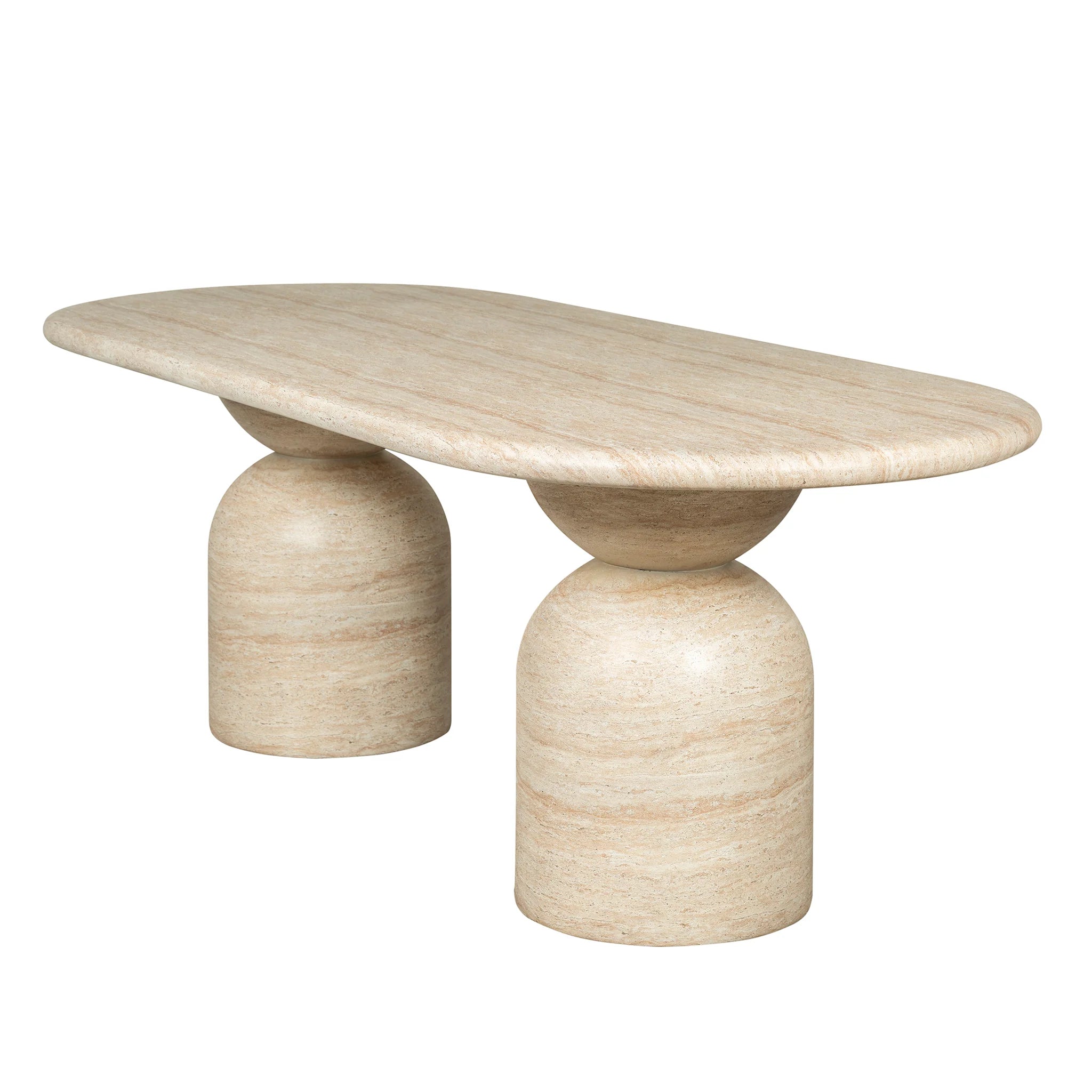 Nomila 2.2m Oval Dining Table - Light Travertine Look