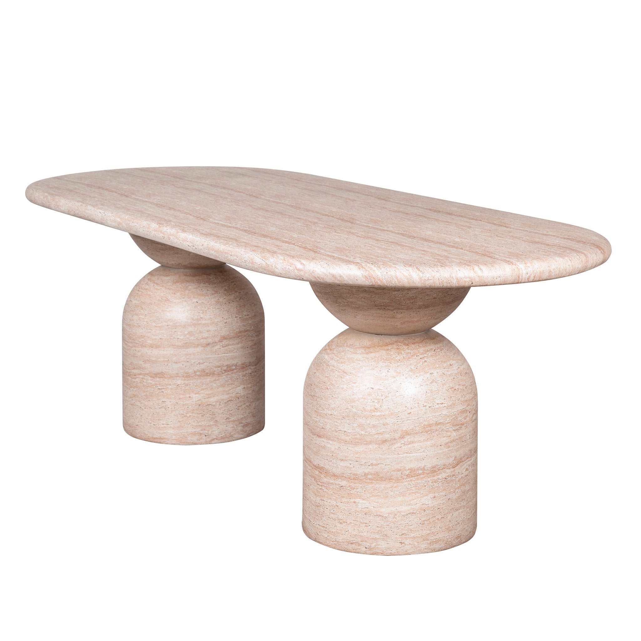 CDT12287-CO 2.2m Oval Dining Table - Light Travertine Look
