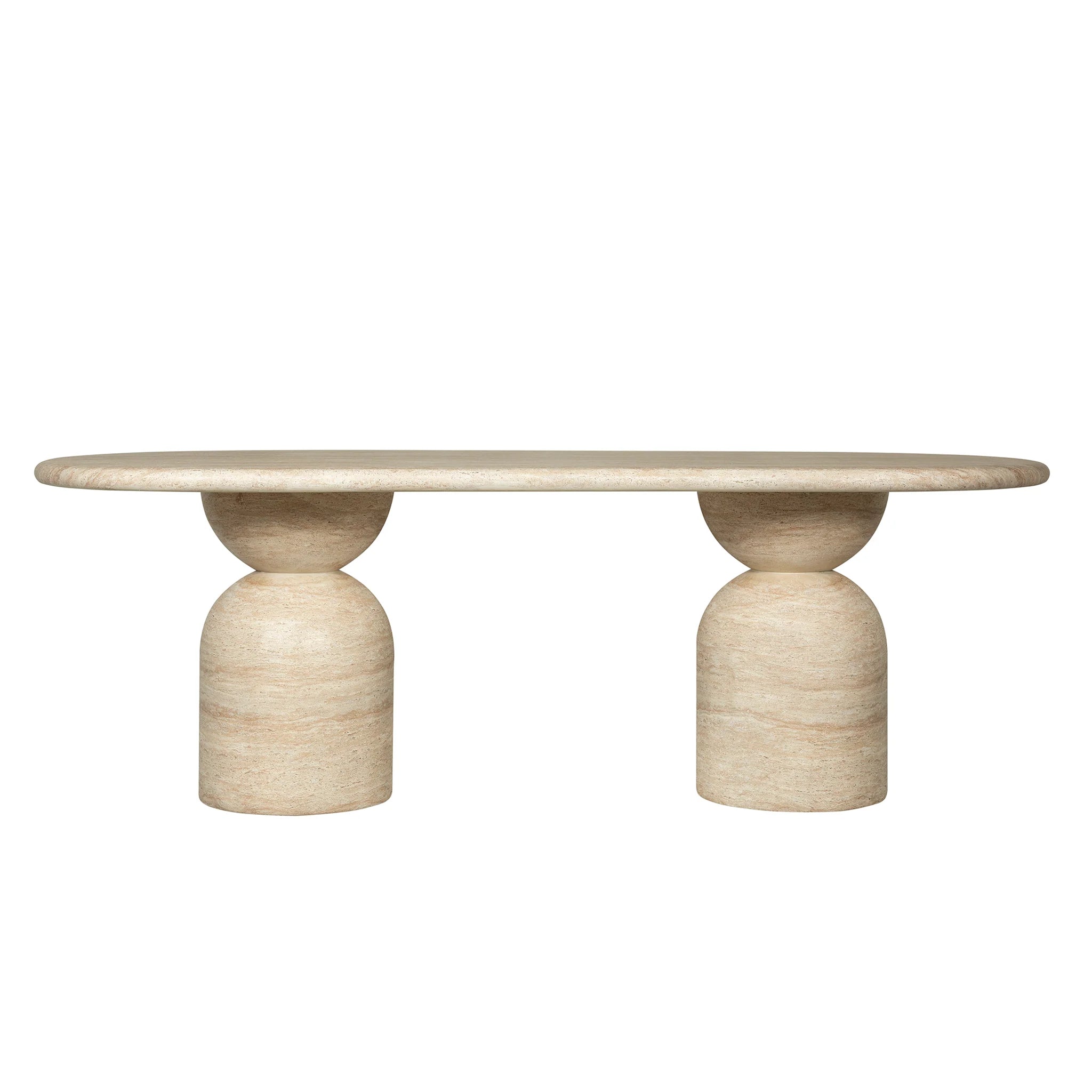 Showcasing Nomila 2.2m Oval Dining Table - Light Travertine Look DT12287-CO Dining Table by Calibre Furniturs