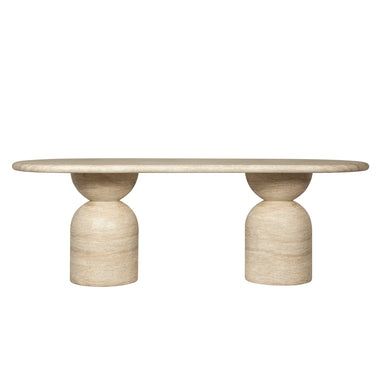 Showcasing Nomila 2.2m Oval Dining Table - Light Travertine Look DT12287-CO Dining Table by Calibre Furniturs