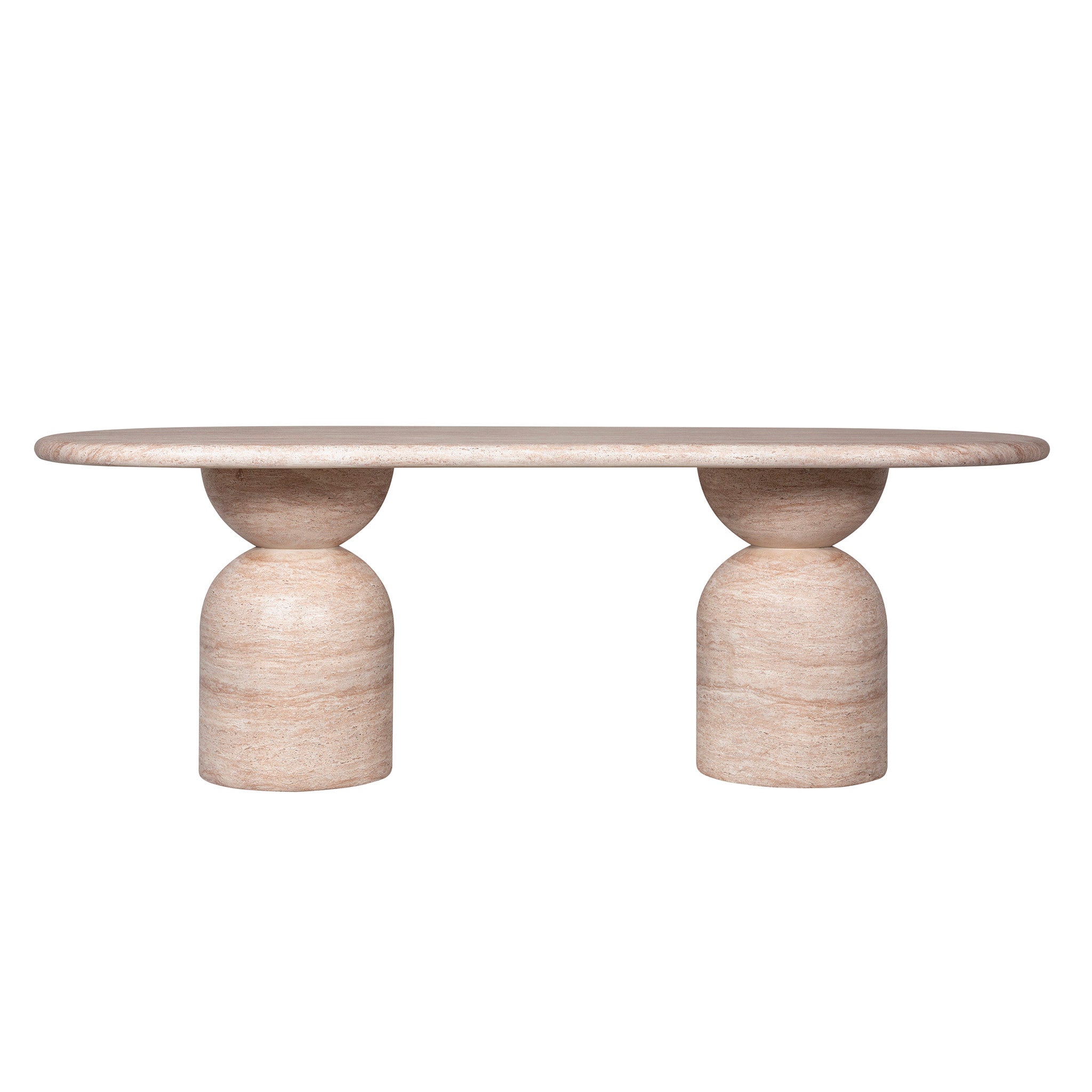 CDT12287-CO 2.2m Oval Dining Table - Light Travertine Look