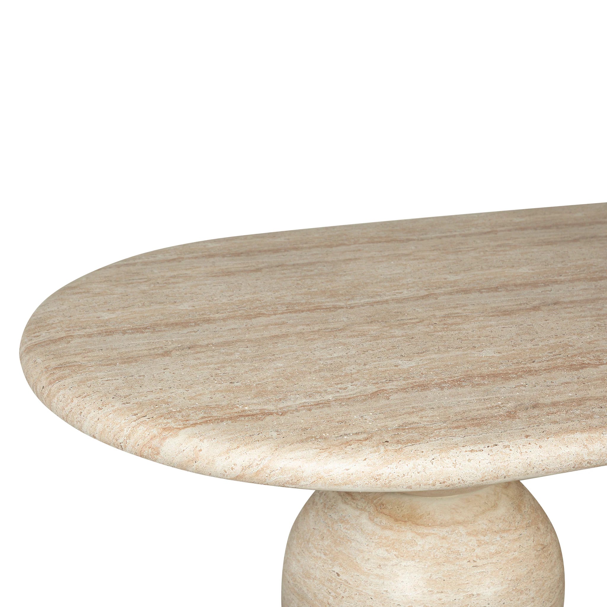 Nomila 2.2m Oval Dining Table - Light Travertine Look
