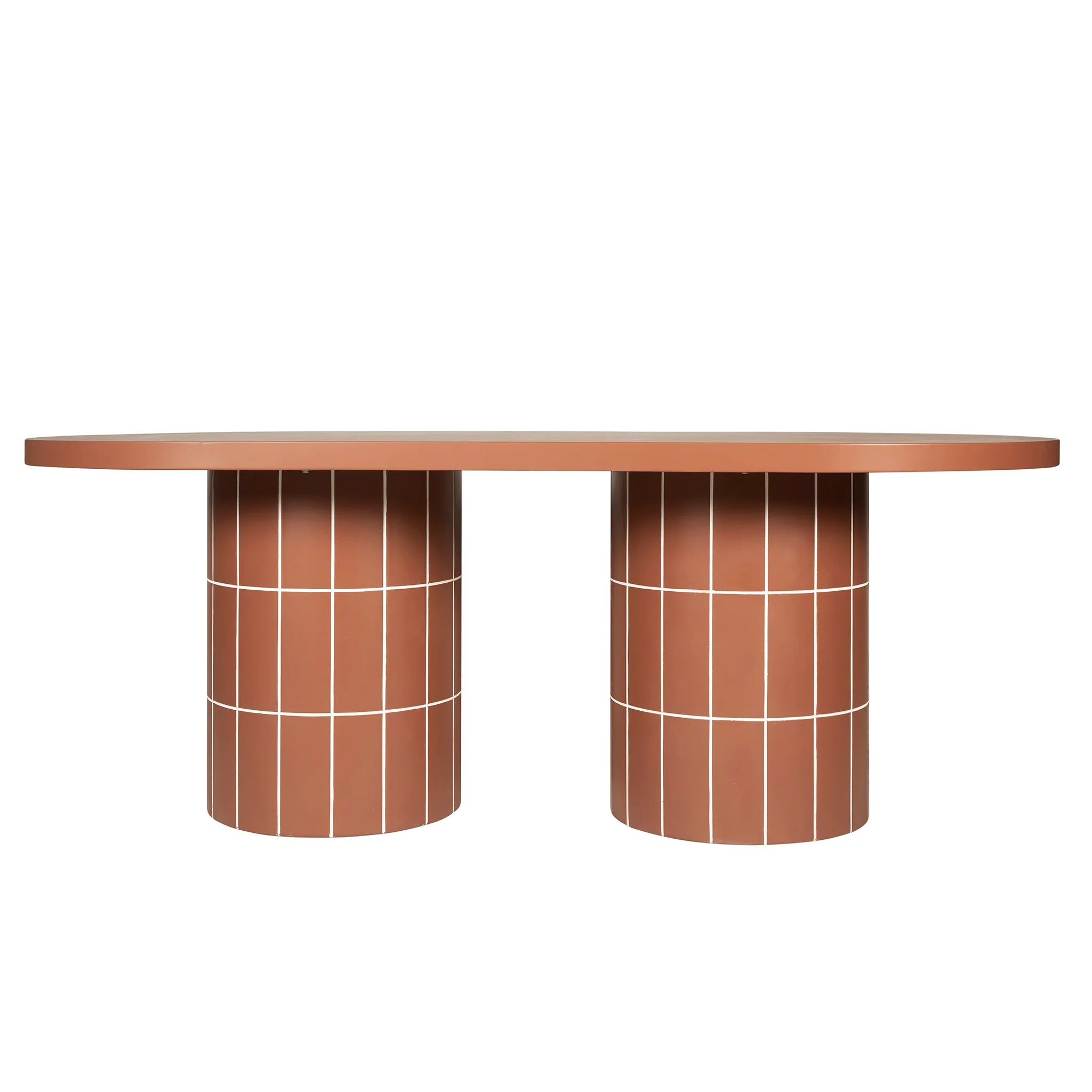 Showcasing Minova 2m Concrete Oval Dining Table- - Terracotta DT12299-CO Dining Table by Calibre Furniturs