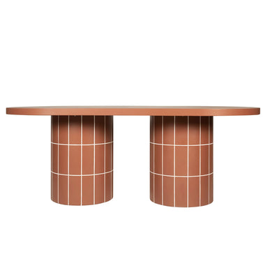 Showcasing Minova 2m Concrete Oval Dining Table- - Terracotta DT12299-CO Dining Table by Calibre Furniturs