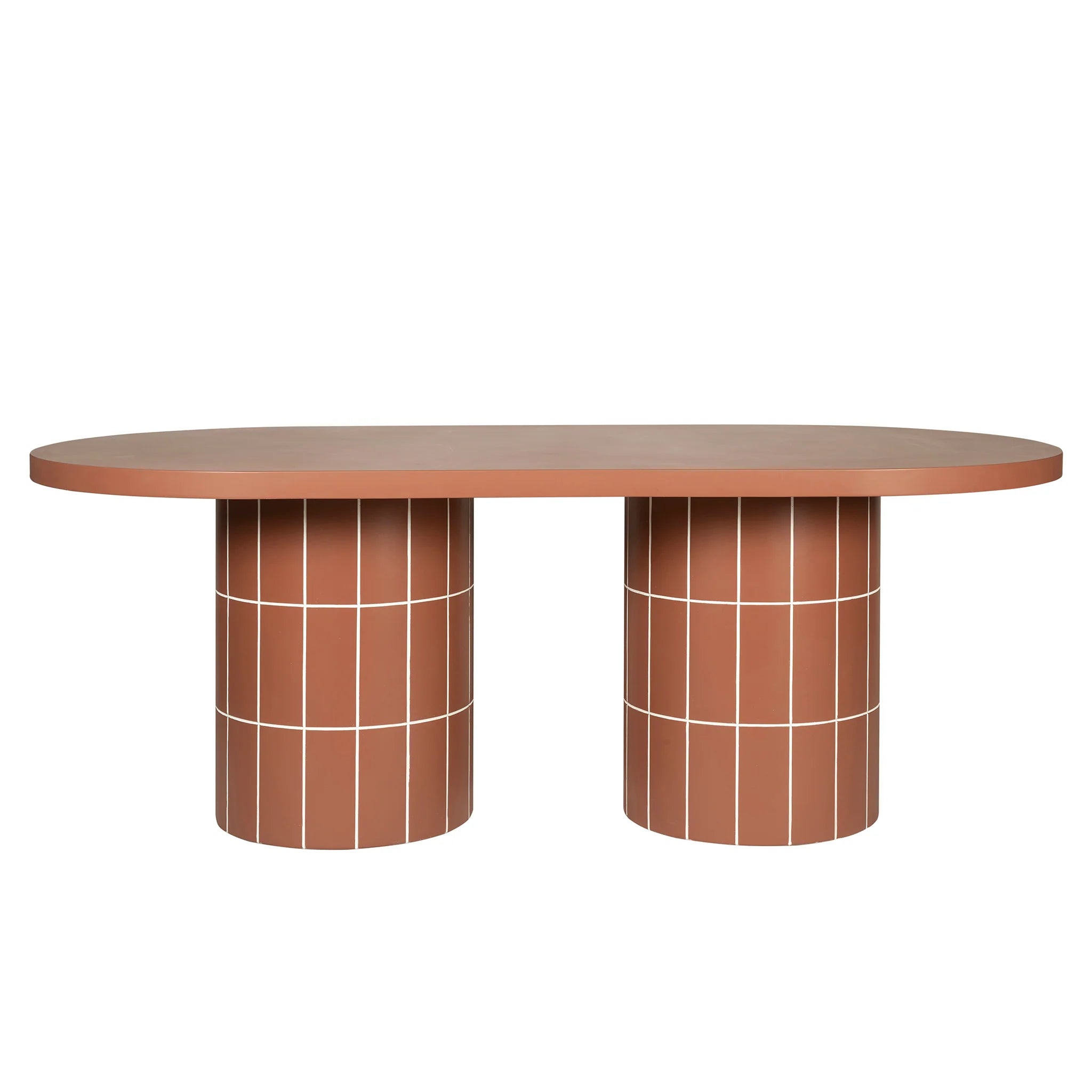 Showcasing Minova 2m Concrete Oval Dining Table- - Terracotta DT12299-CO Dining Table by Calibre Furniturs