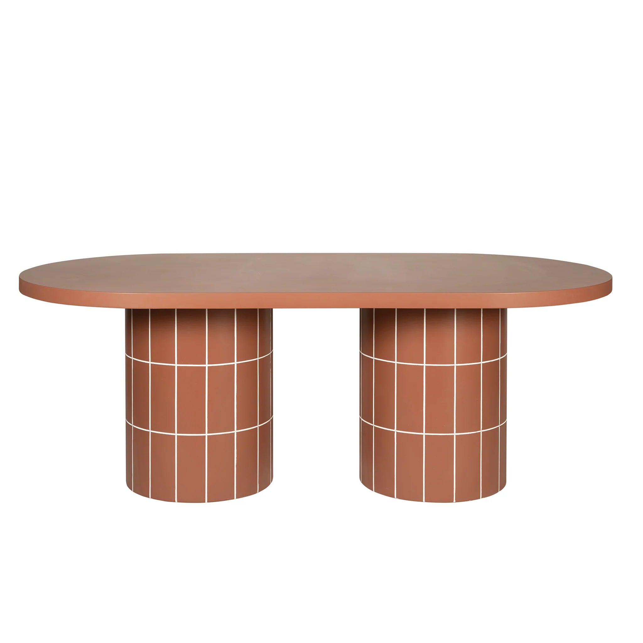 Minova 2m Concrete Oval Dining Table- - Terracotta