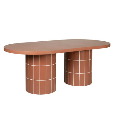 Showcasing Minova 2m Concrete Oval Dining Table- - Terracotta DT12299-CO Dining Table by Calibre Furniturs