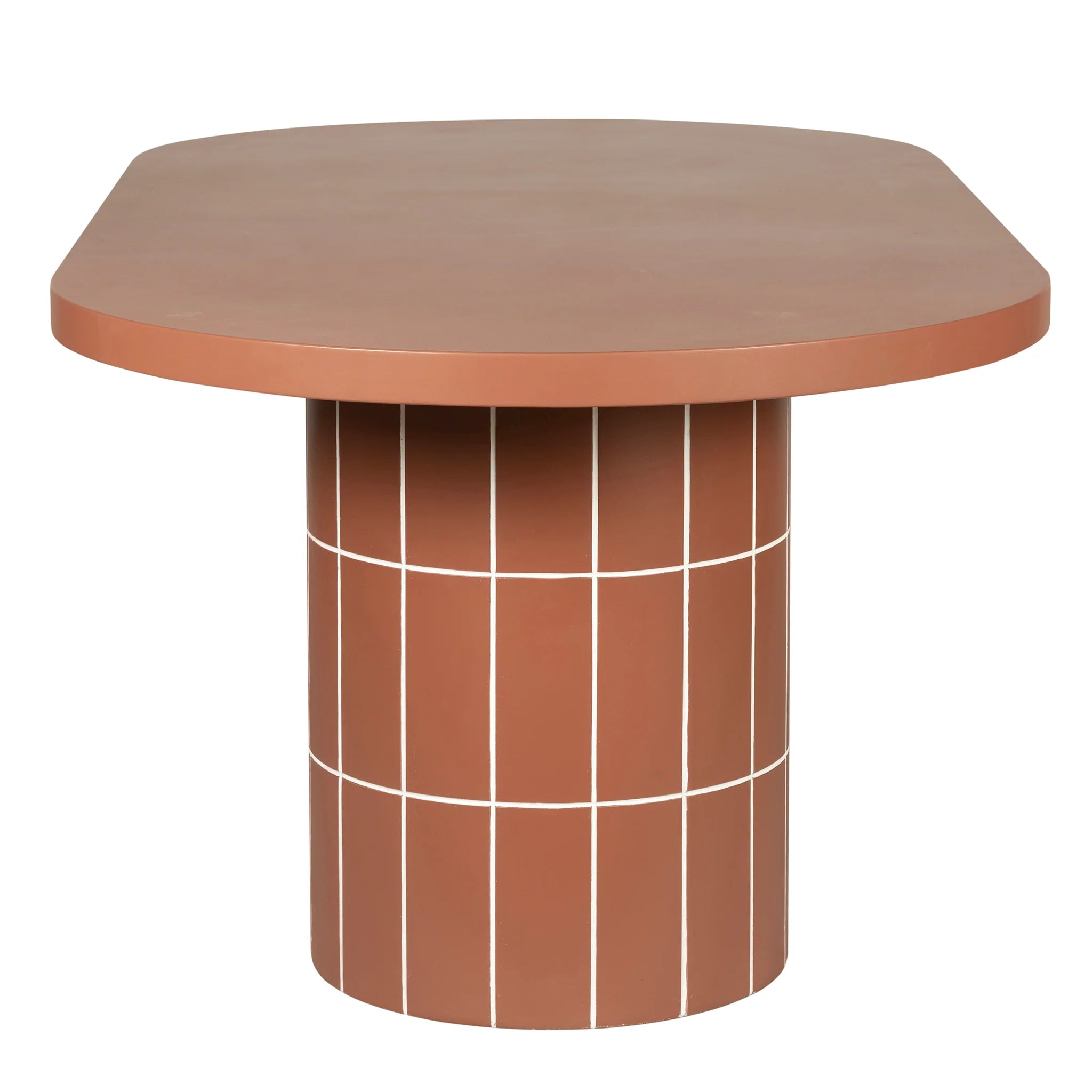 Minova 2m Concrete Oval Dining Table- - Terracotta