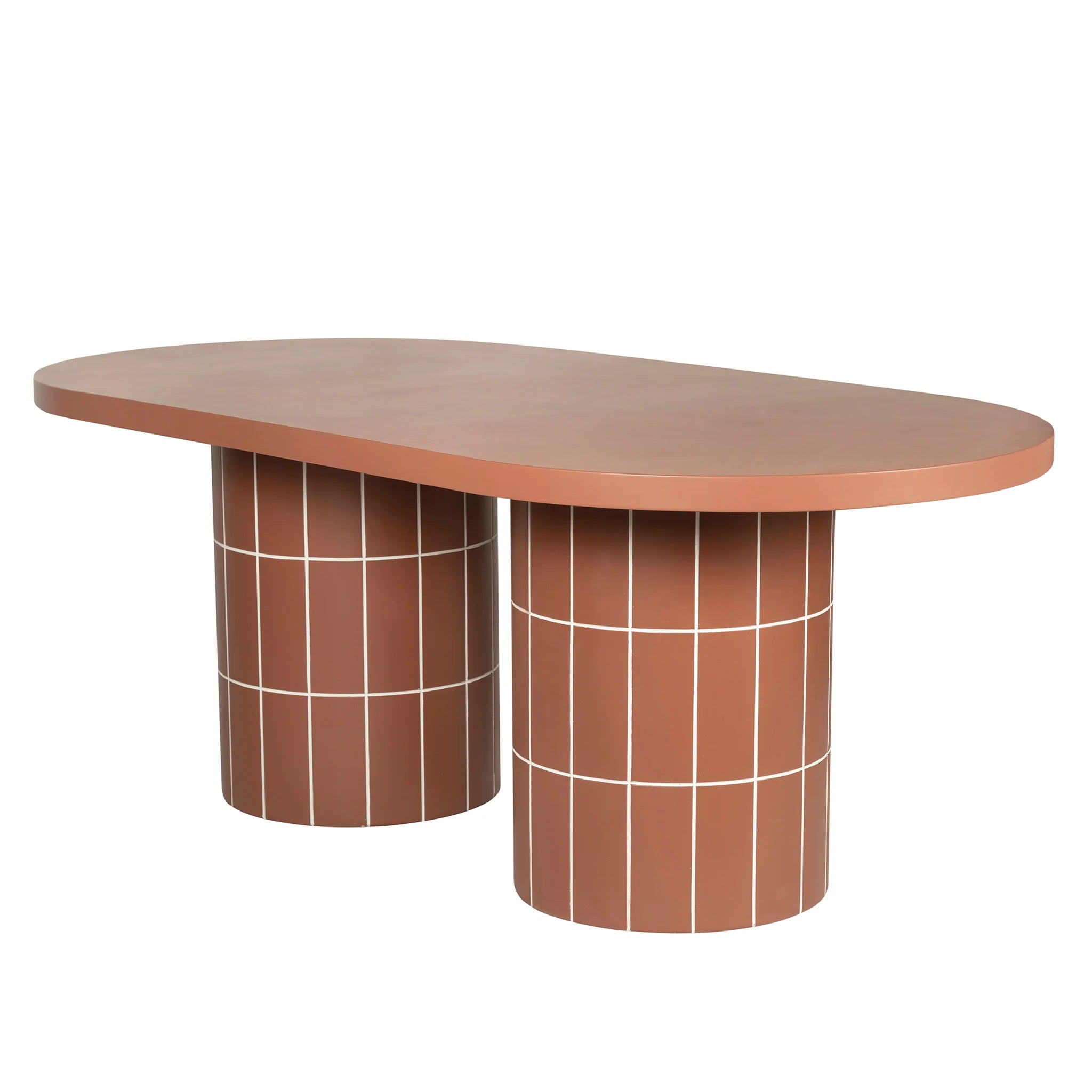 Minova 2m Concrete Oval Dining Table- - Terracotta