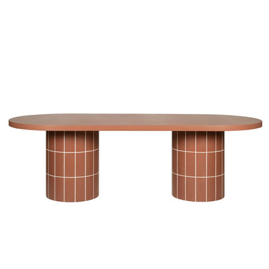 Showcasing Tadeno 2.4m Concrete Oval Dining Table - Terracotta DT12300-CO Dining Table by Calibre Furniturs