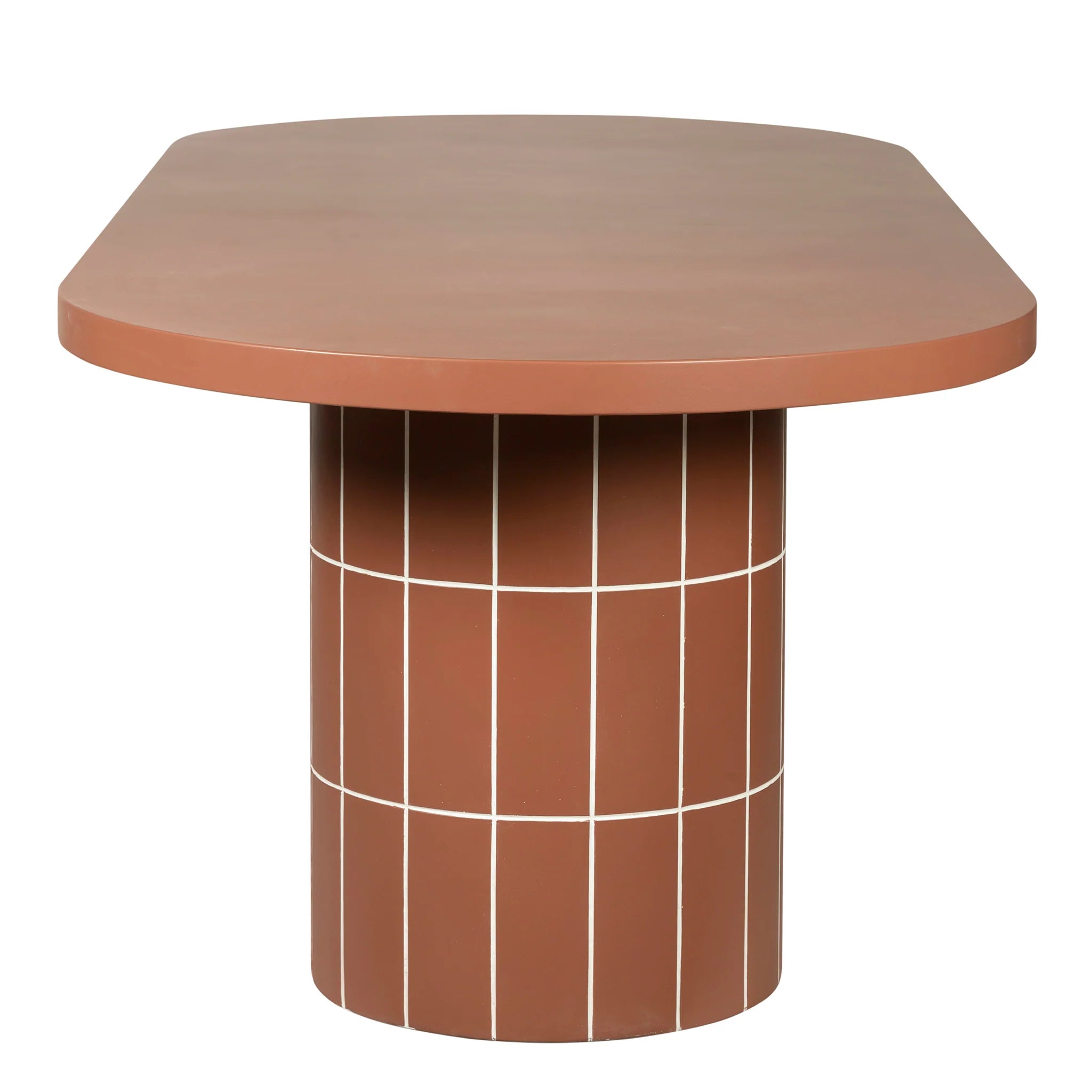 Tadeno 2.4m Concrete Oval Dining Table - Terracotta