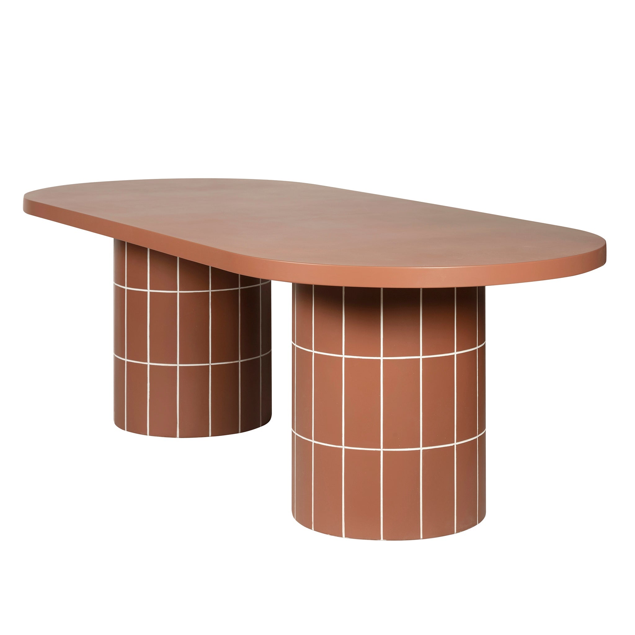 CDT12300-CO 2.4m Concrete Oval Dining Table - Terracotta