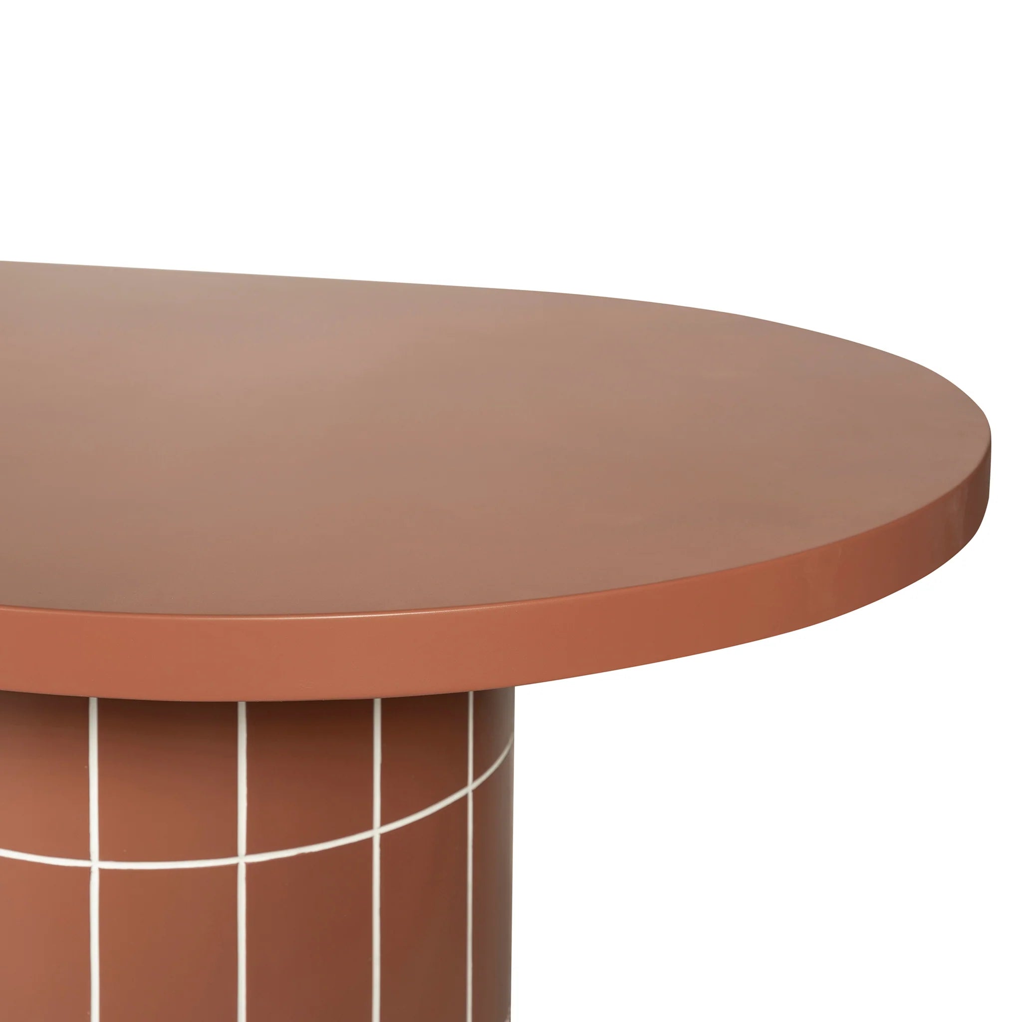 Tadeno 2.4m Concrete Oval Dining Table - Terracotta