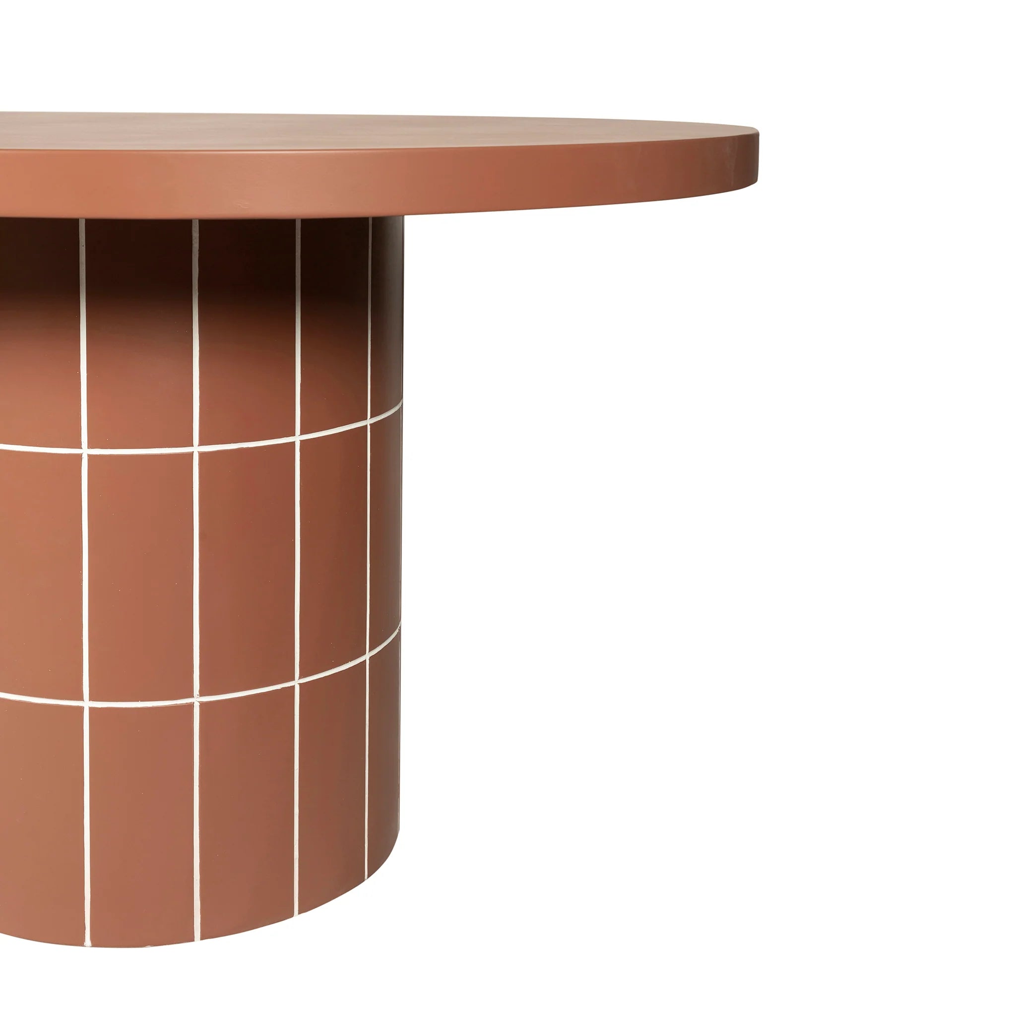 Tadeno 2.4m Concrete Oval Dining Table - Terracotta