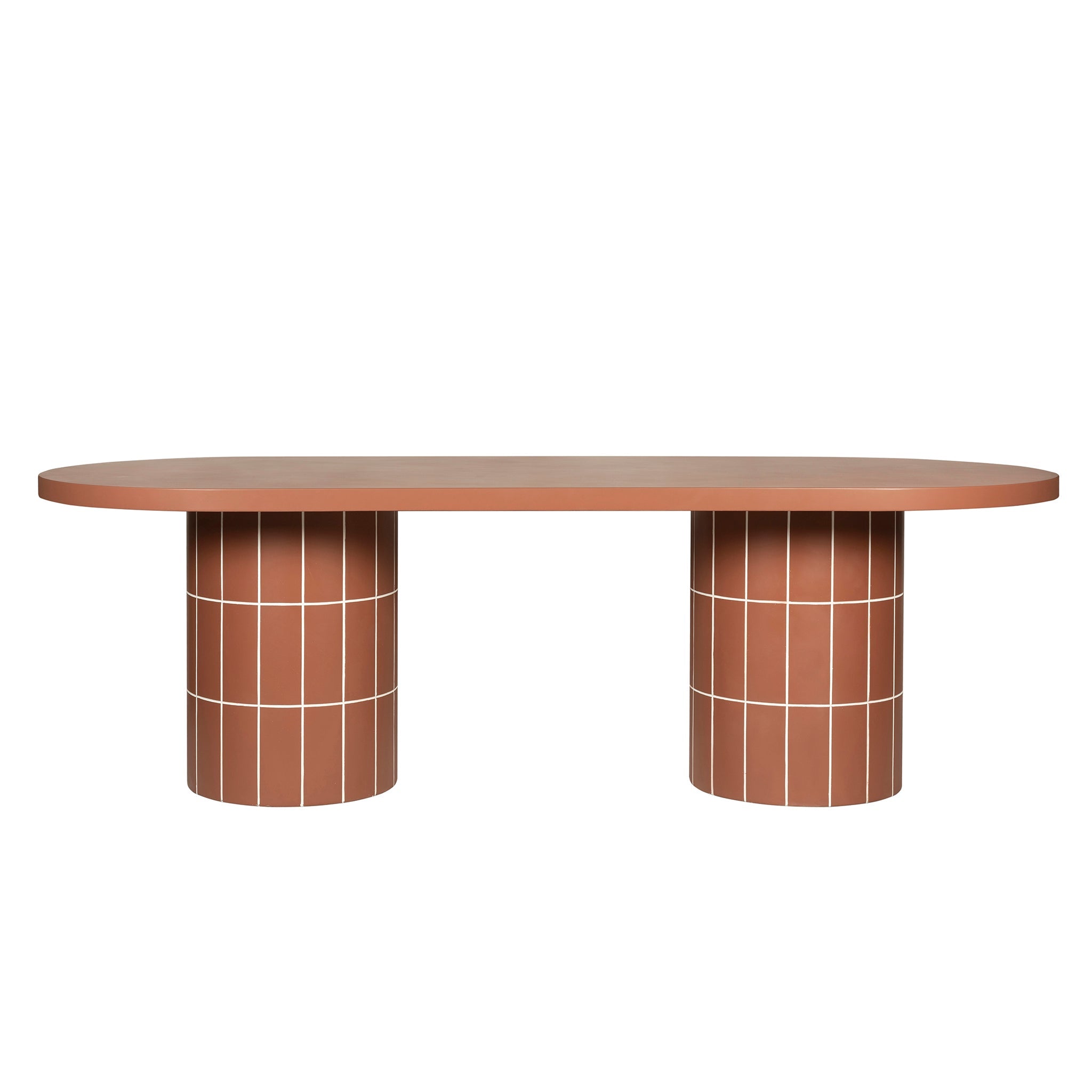 CDT12300-CO 2.4m Concrete Oval Dining Table - Terracotta