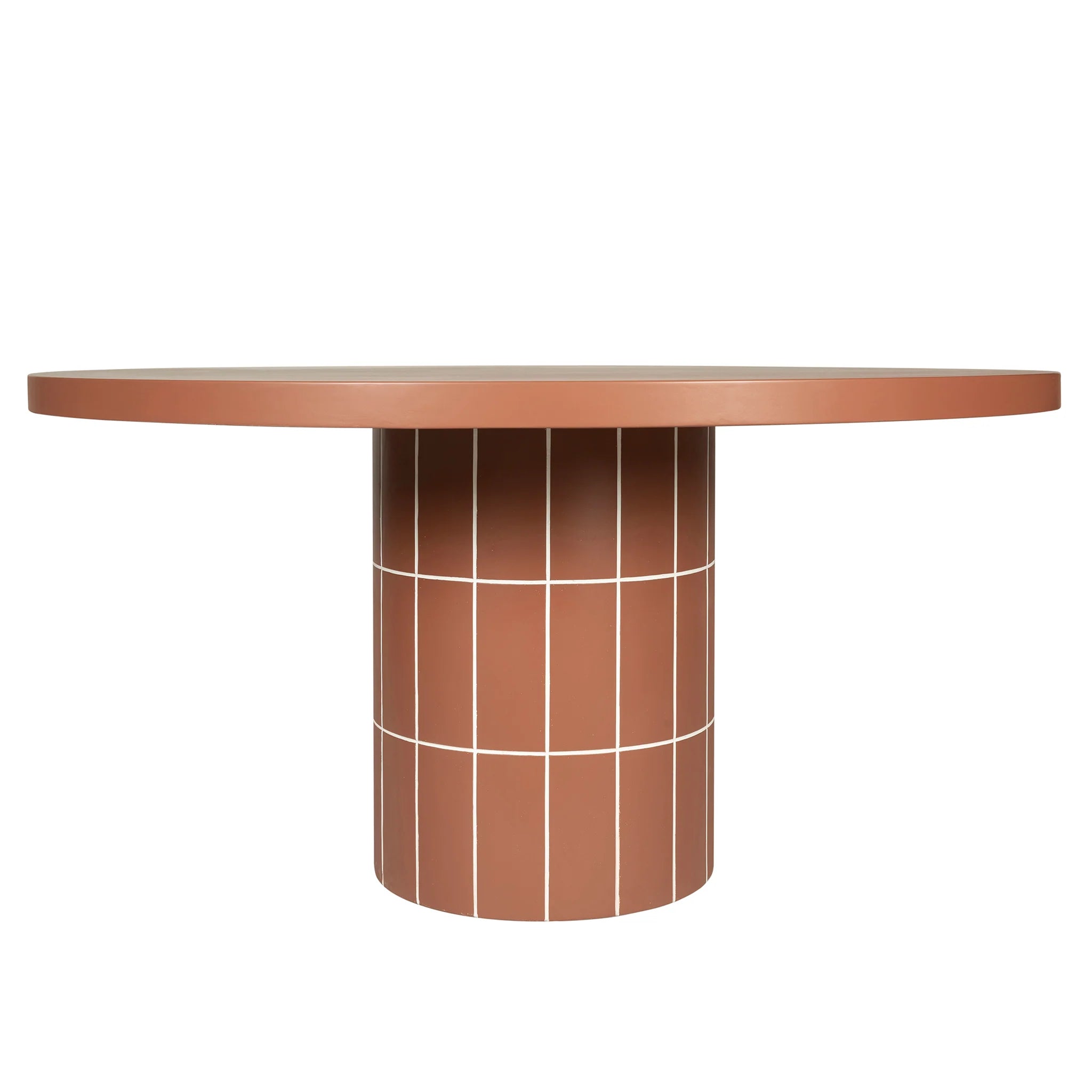 Podola 1.4m Concrete Round Dining Table - Terracotta