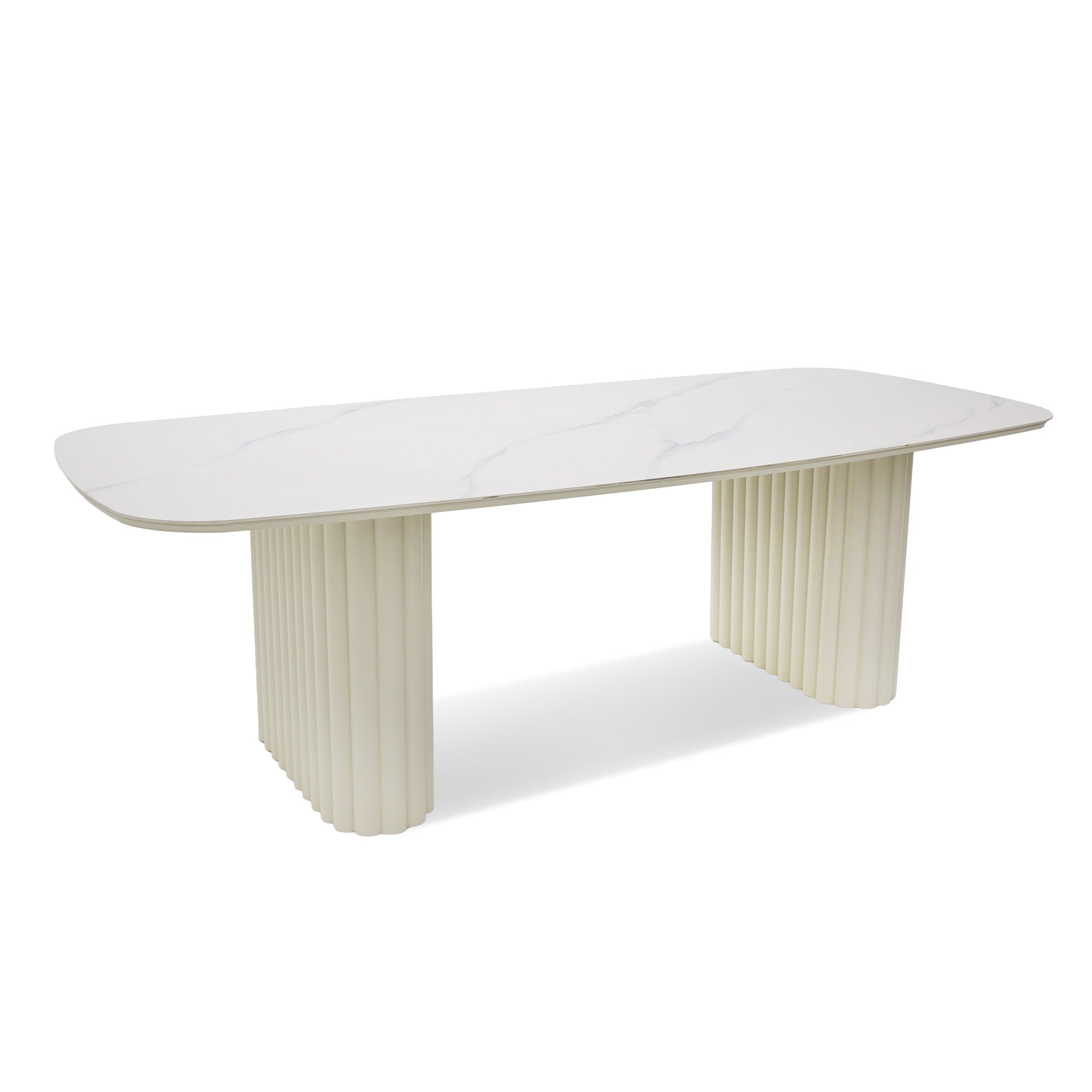 2.4m Stone Top Outdoor Dining Table - Snow White