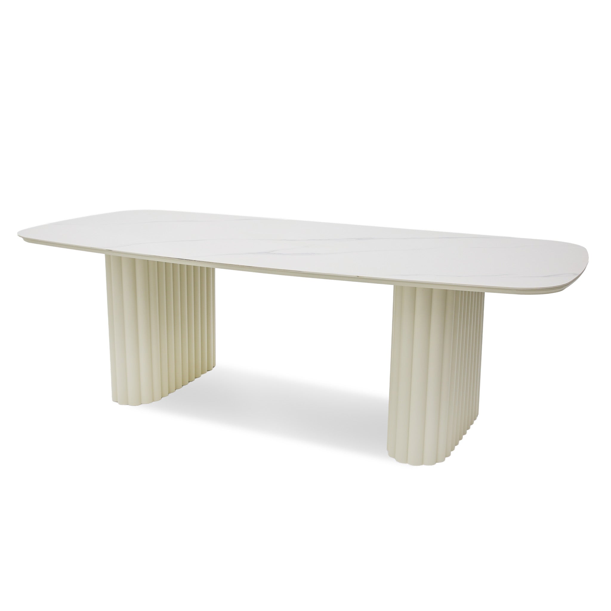 2.4m Stone Top Outdoor Dining Table - Snow White
