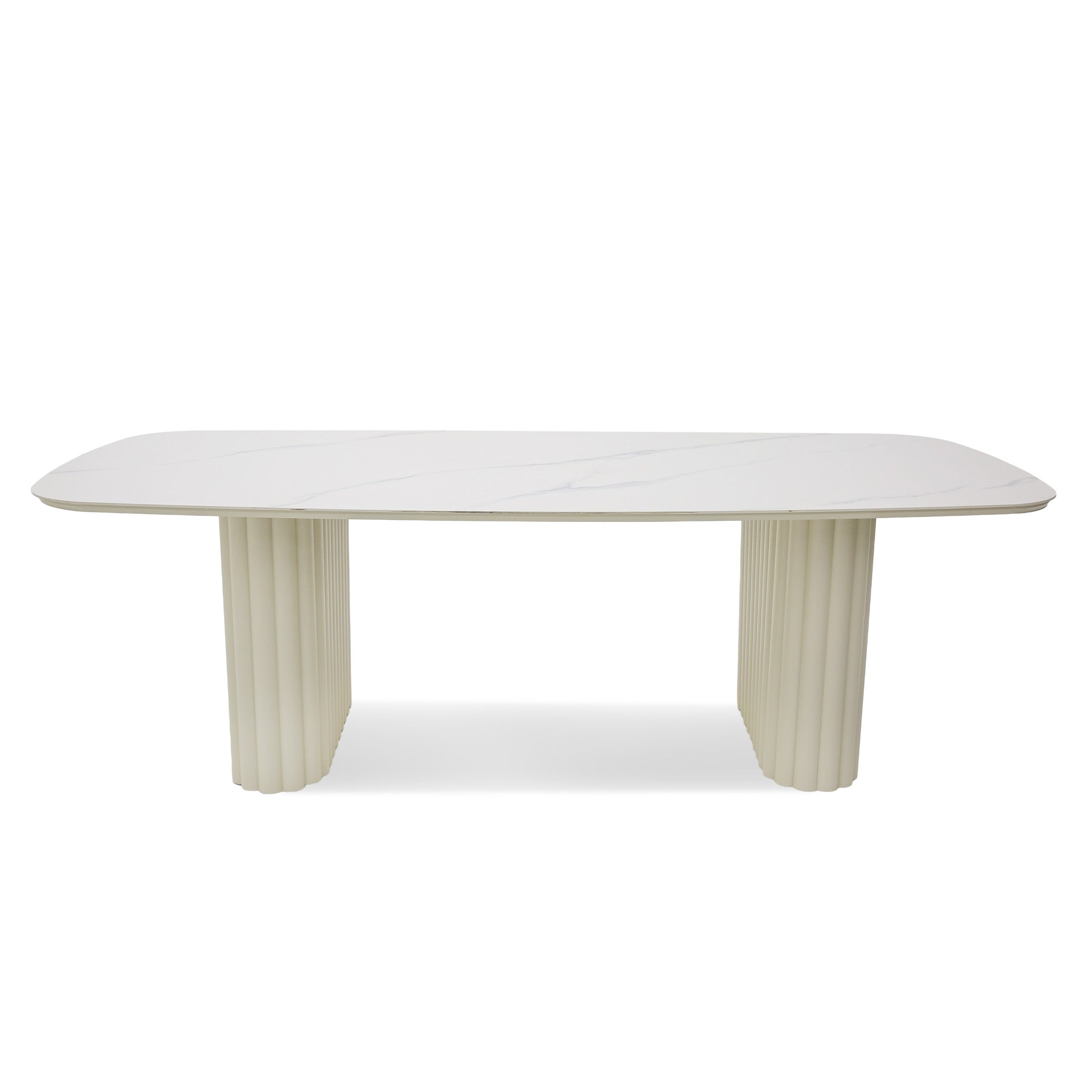 2.4m Stone Top Outdoor Dining Table - Snow White