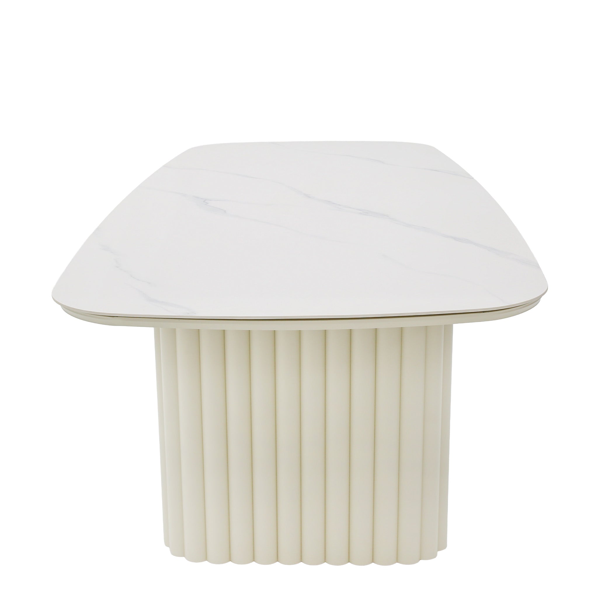 2.4m Stone Top Outdoor Dining Table - Snow White