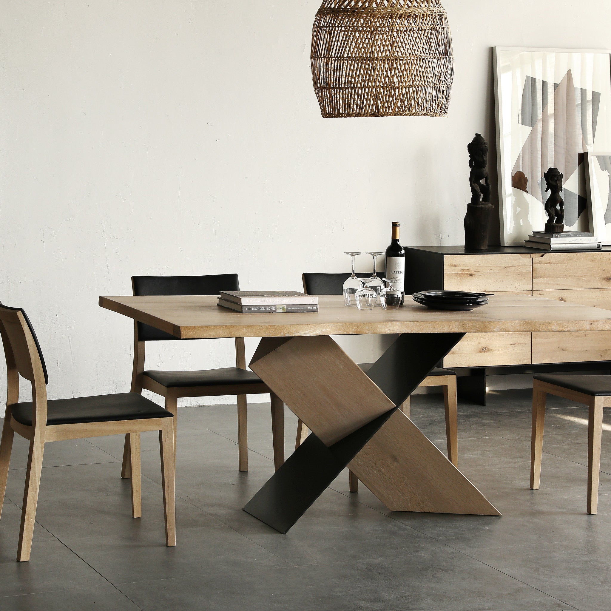 1.95m Dining Table - White Washed Natural