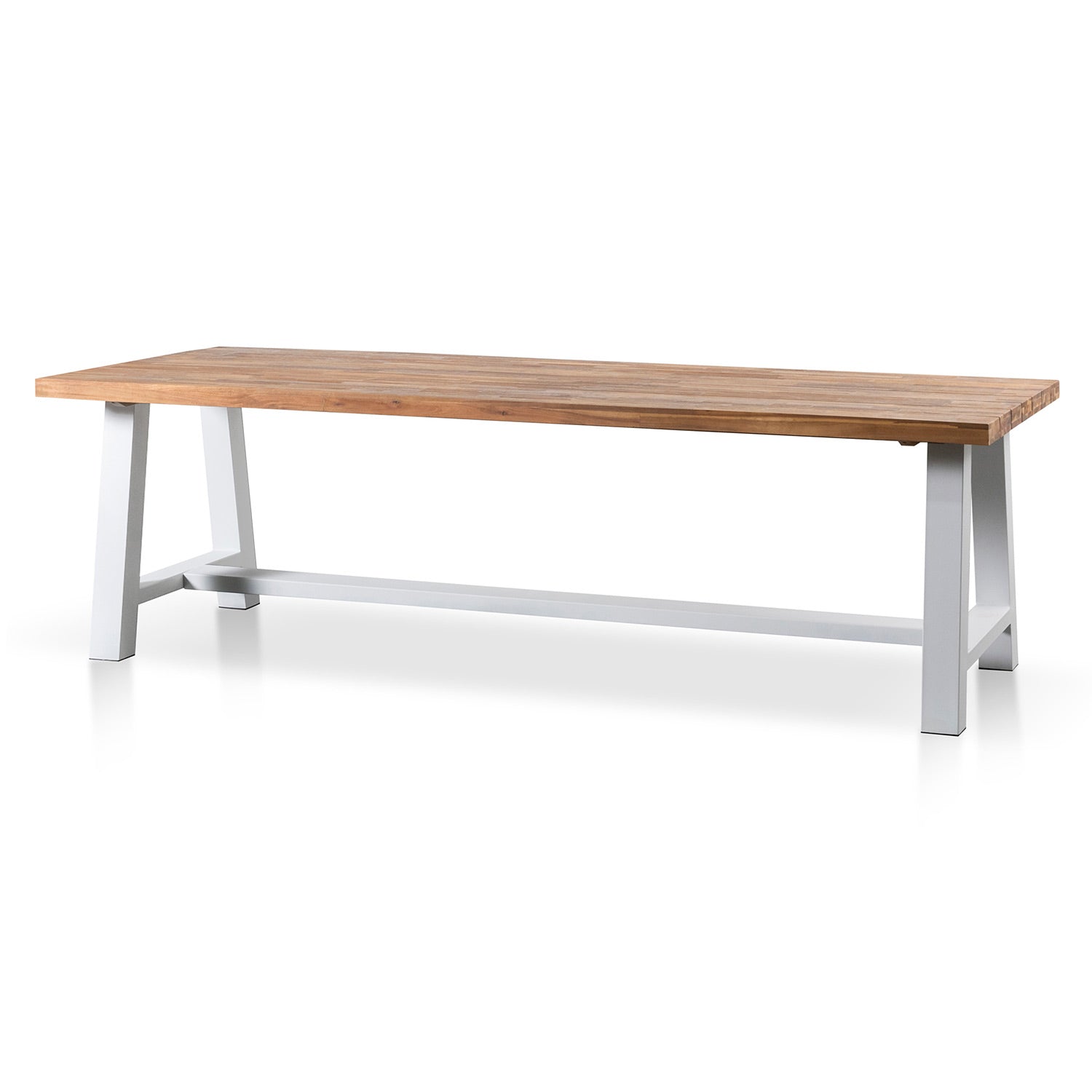 2.5m Outdoor Dining Table - Natural Top and White Base