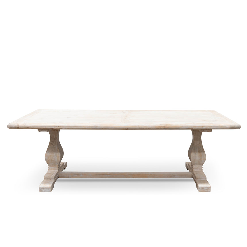 Karin 2.4m Dining Table - Rustic White Washed