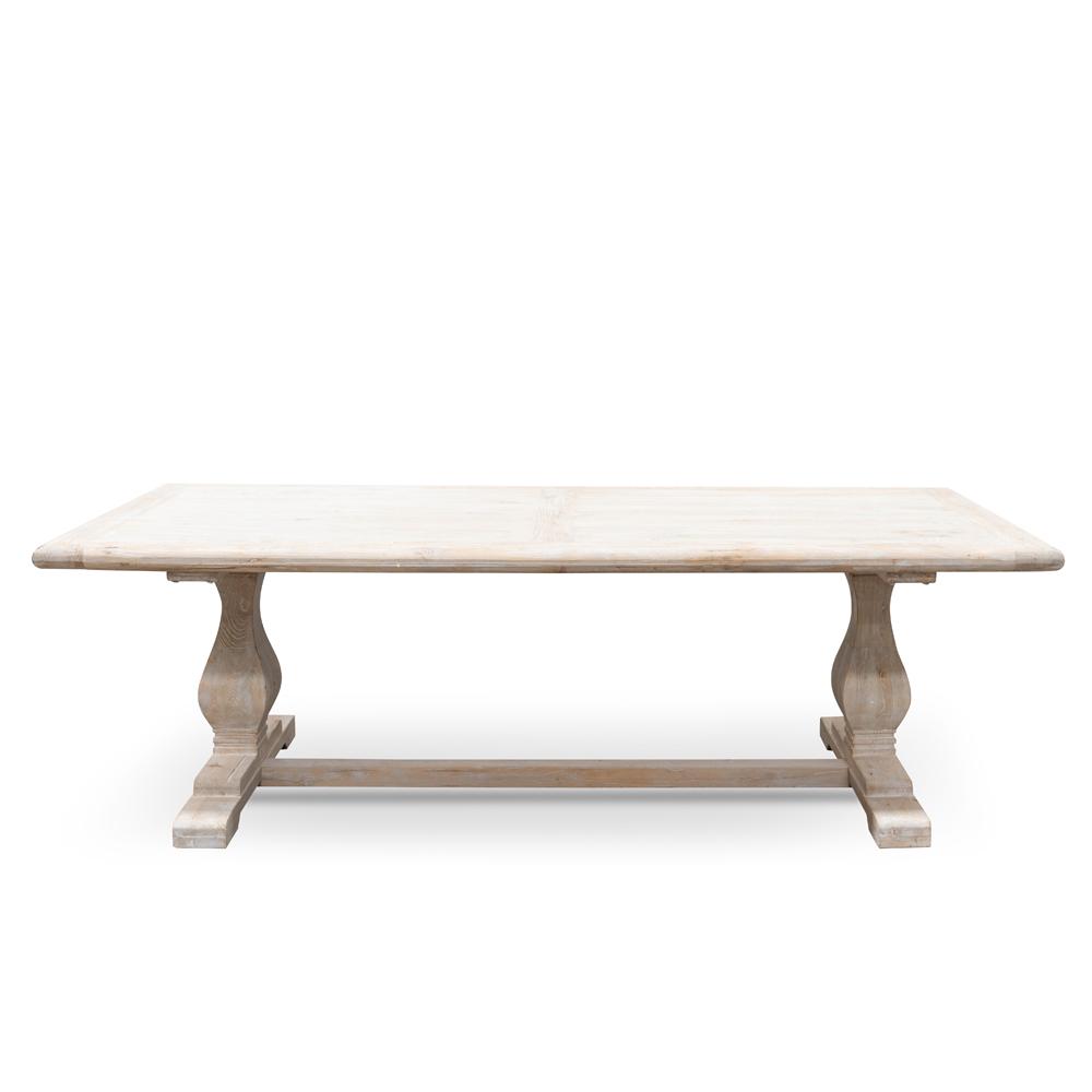 Titan Reclaimed 2.4m ELM Wood Dining Table - Rustic White Washed