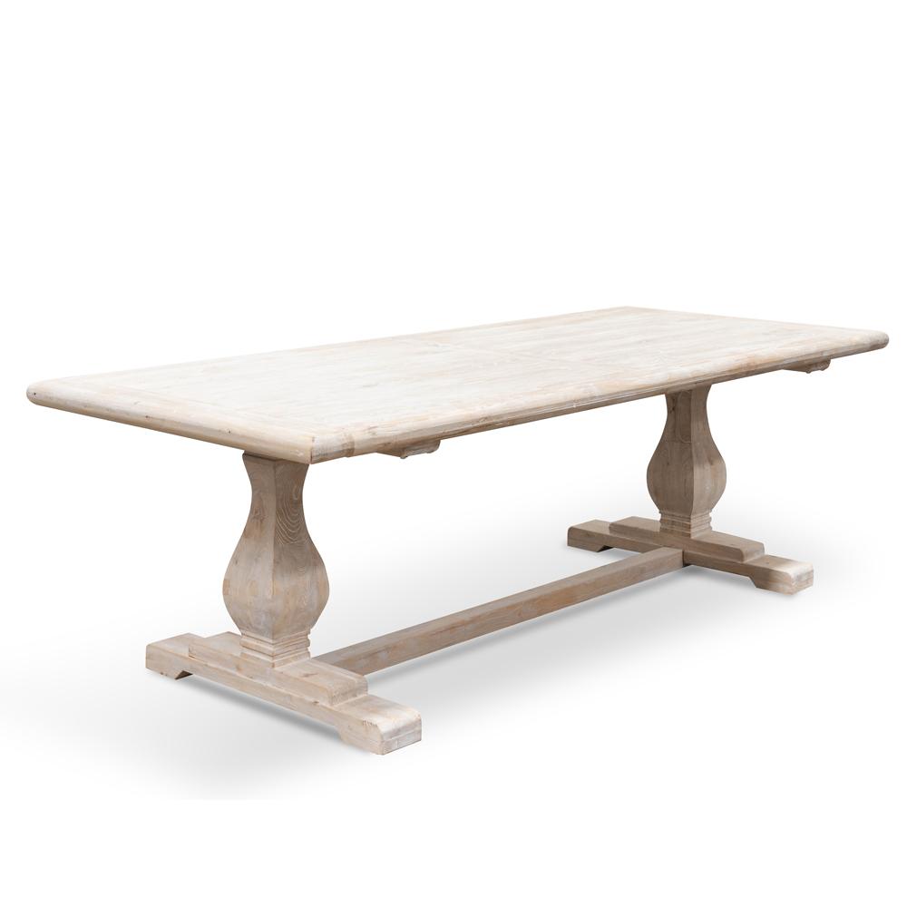 Titan Reclaimed 2.4m ELM Wood Dining Table - Rustic White Washed